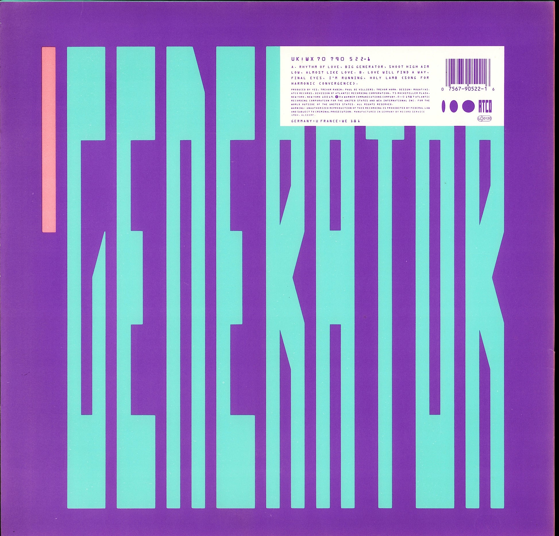 Yes – Big Generator Vinyl LP