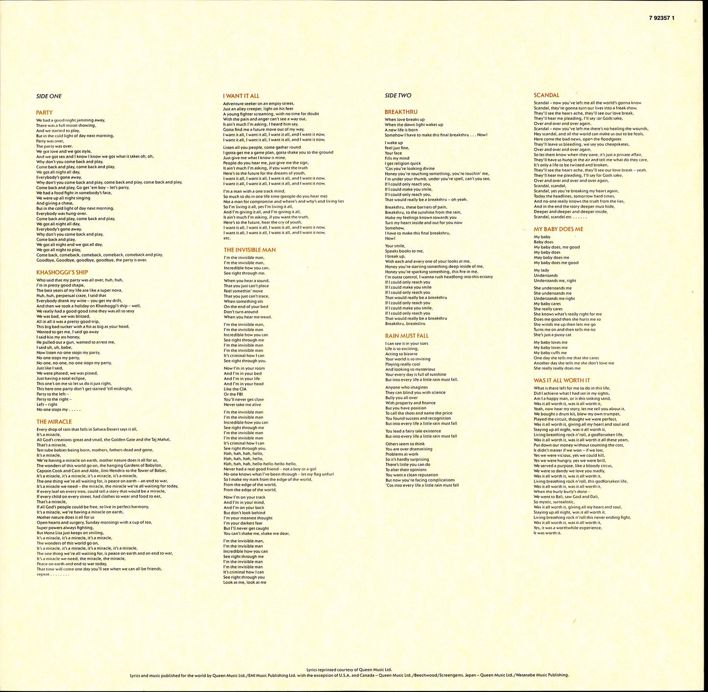 Queen - The Miracle Vinyl LP