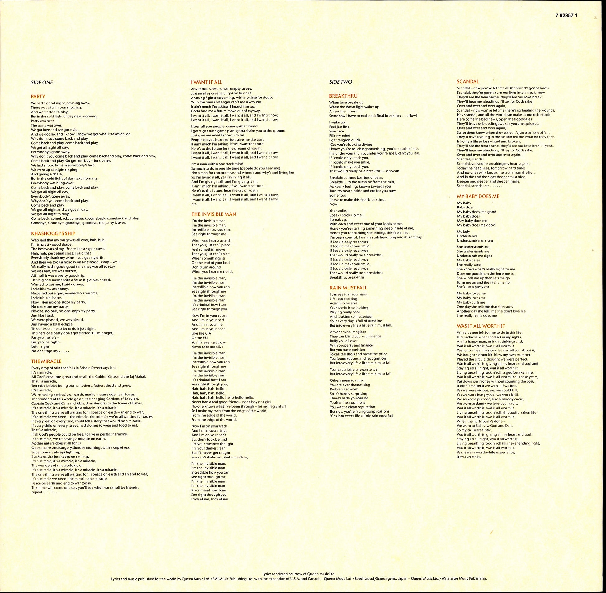 Queen - The Miracle Vinyl LP