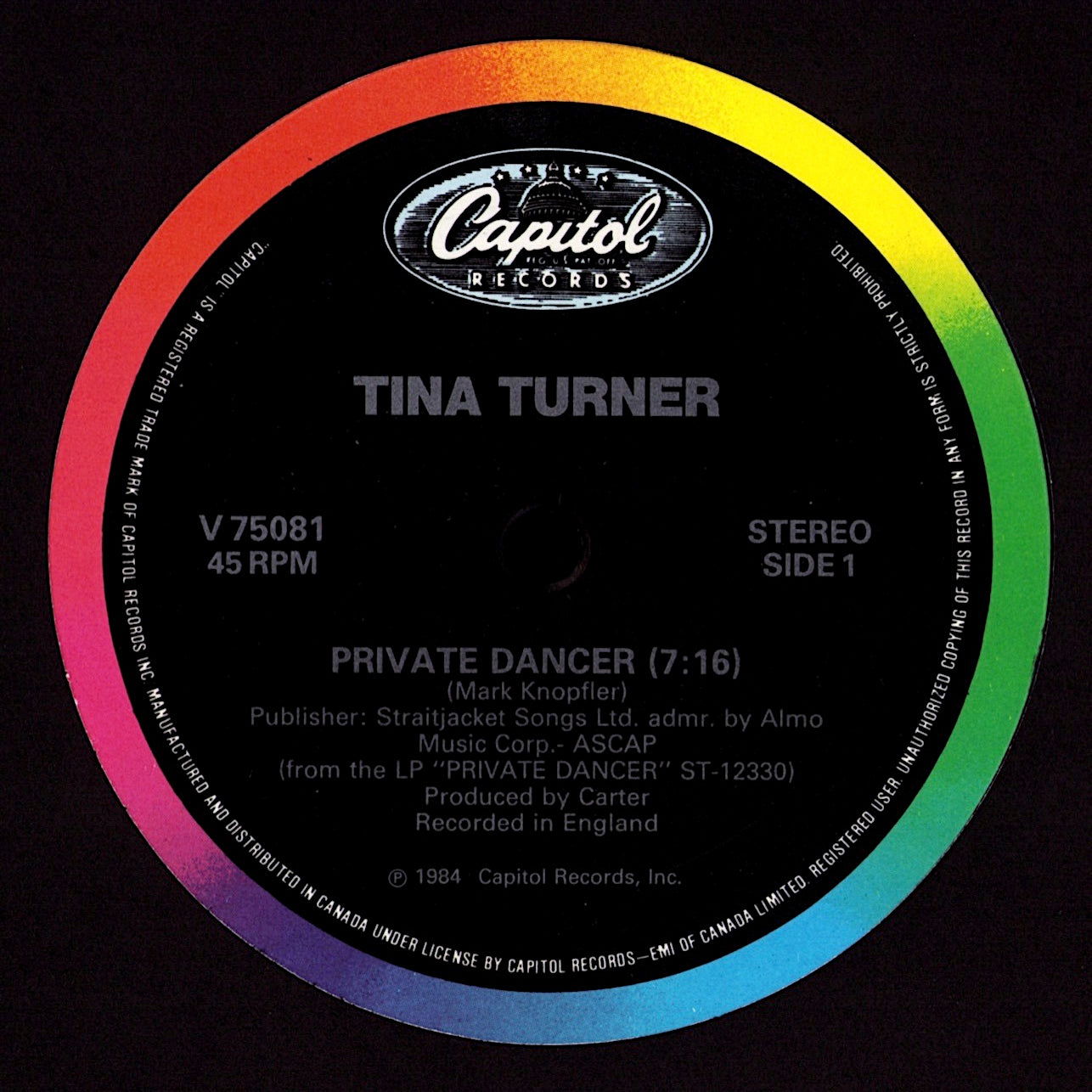 Tina Turner ‎- Private Dancer Full Length Version Vinyl 12" Maxi-Single