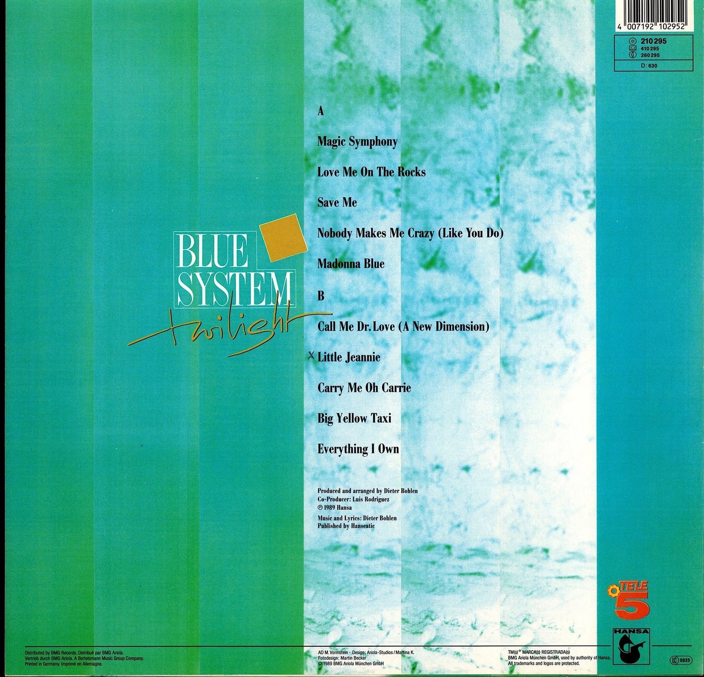 Blue System ‎- Twilight Vinyl LP Kopie