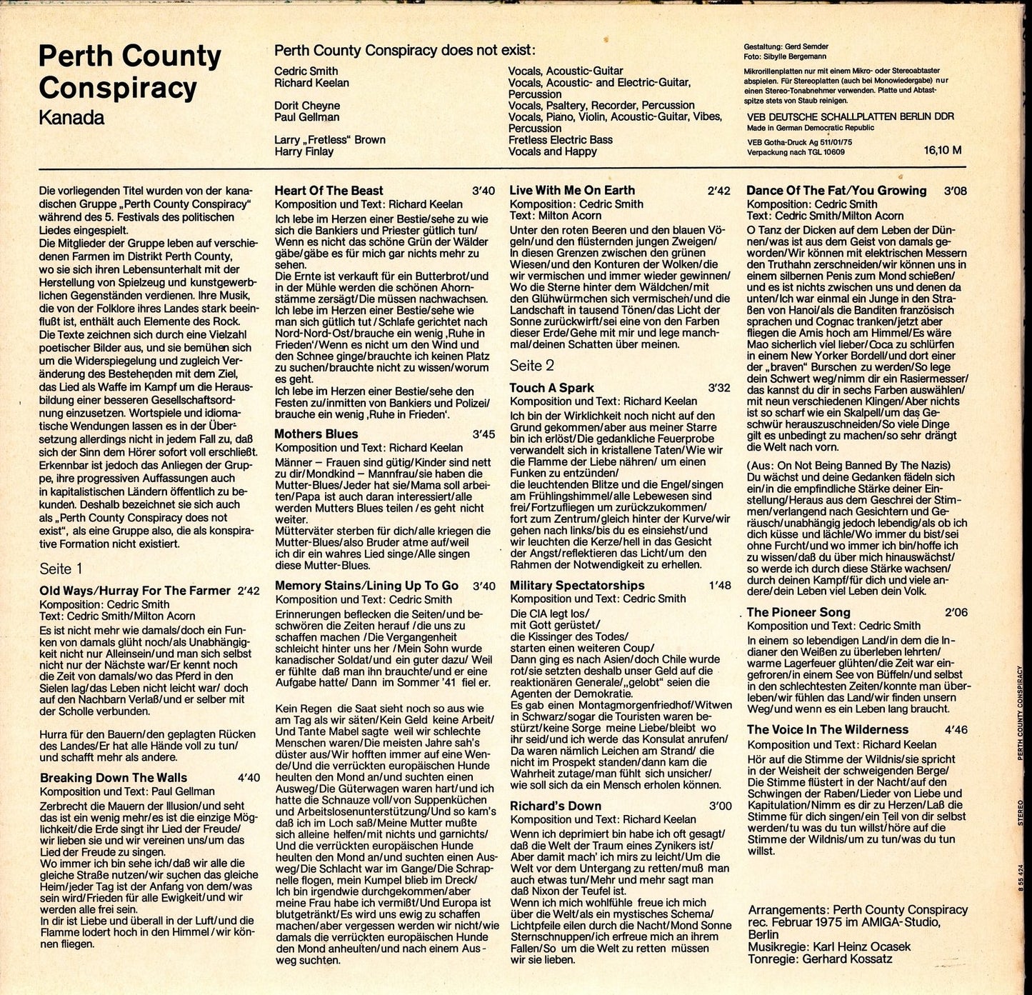 Perth County Conspiracy – Perth County Conspiracy Kanada Vinyl LP