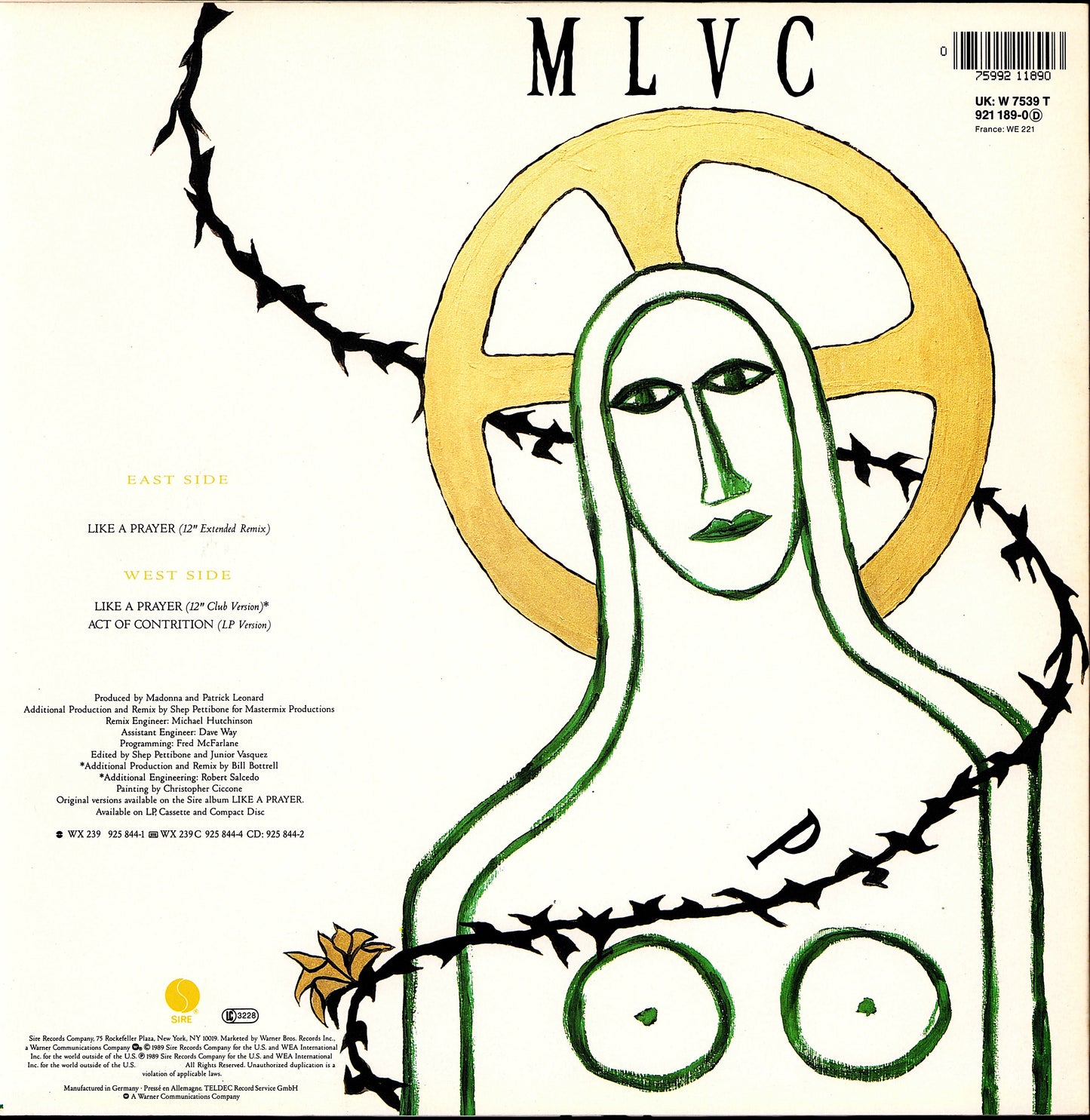 Madonna ‎- Like A Prayer 12" Extended Remix Vinyl 12" Maxi-Single