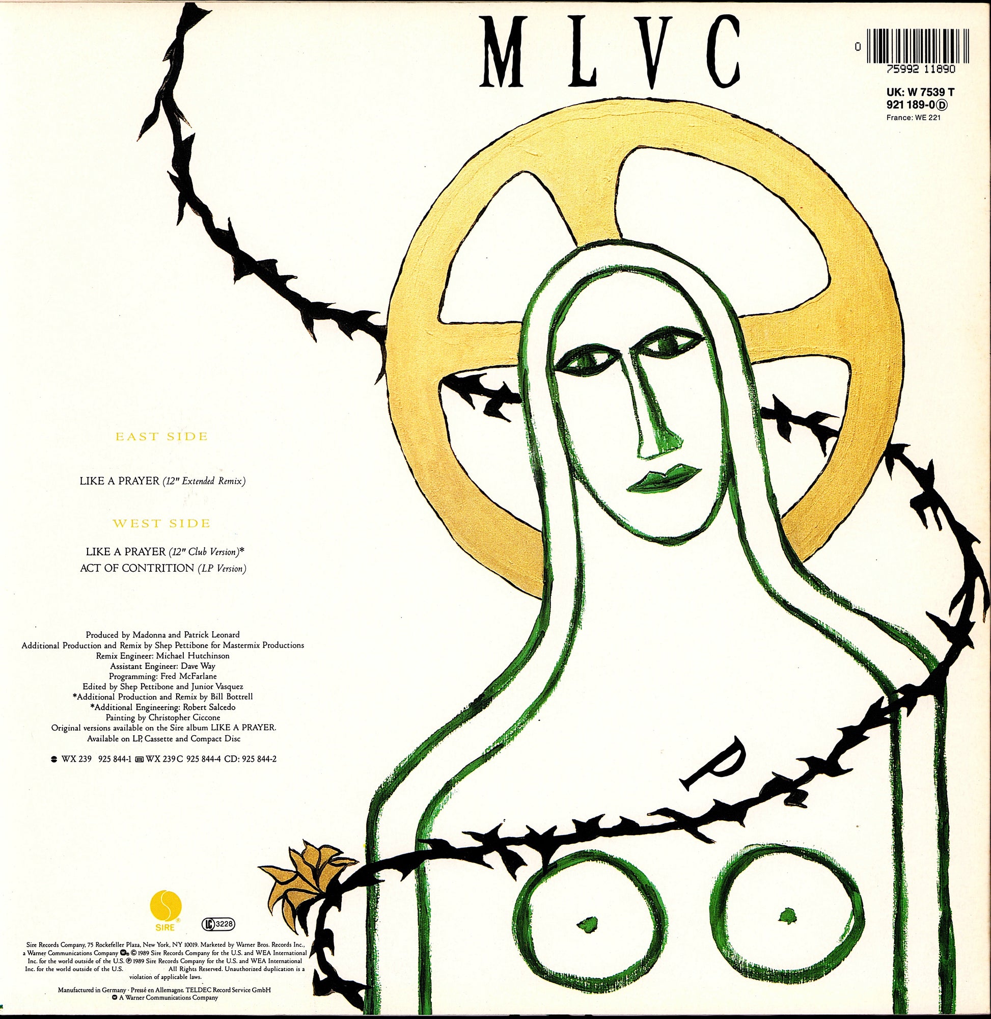 Madonna ‎- Like A Prayer 12" Extended Remix Vinyl 12" Maxi-Single