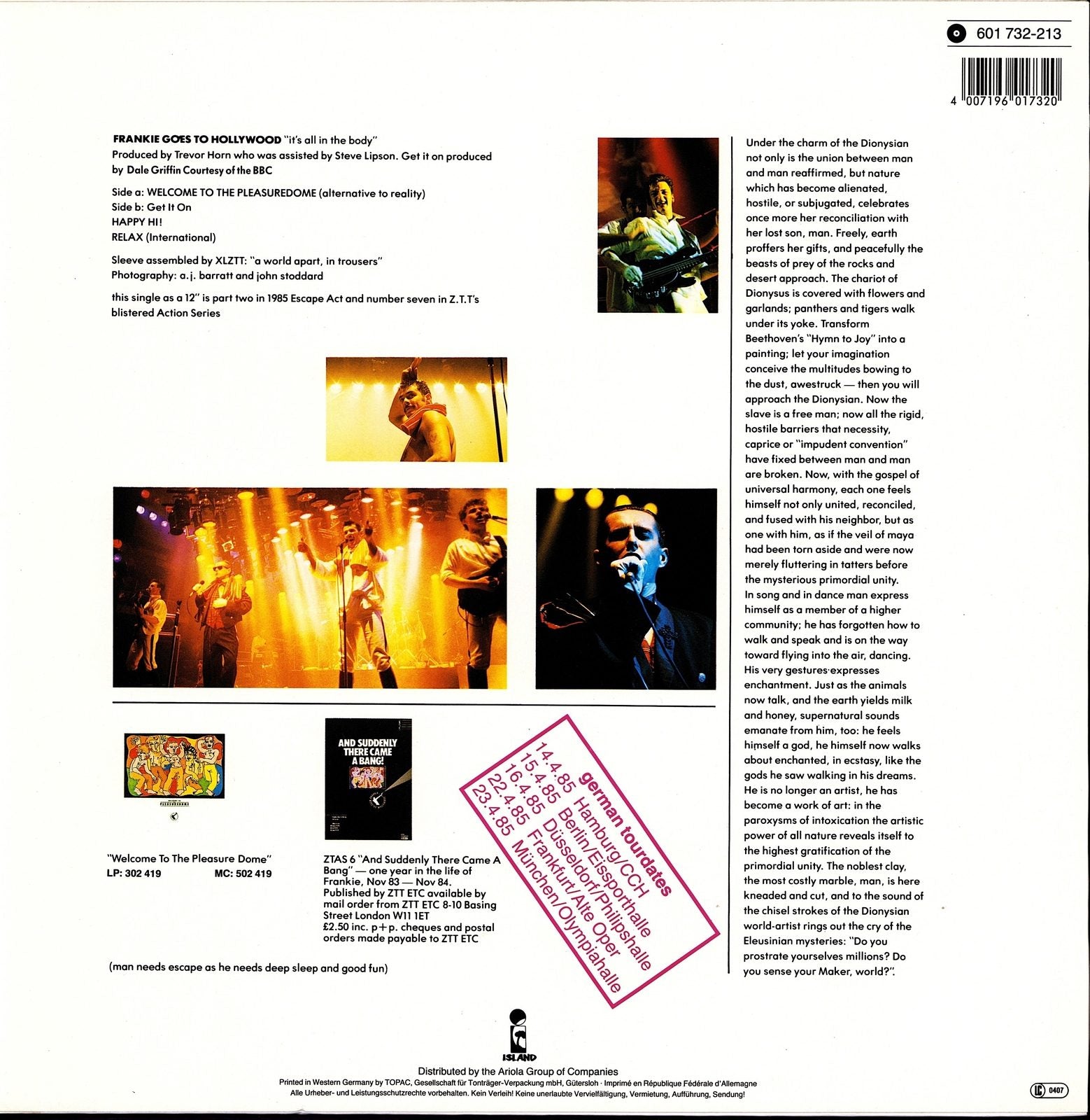 Frankie Goes To Hollywood ‎- Welcome To The Pleasuredome Vinyl 12" Maxi-Single