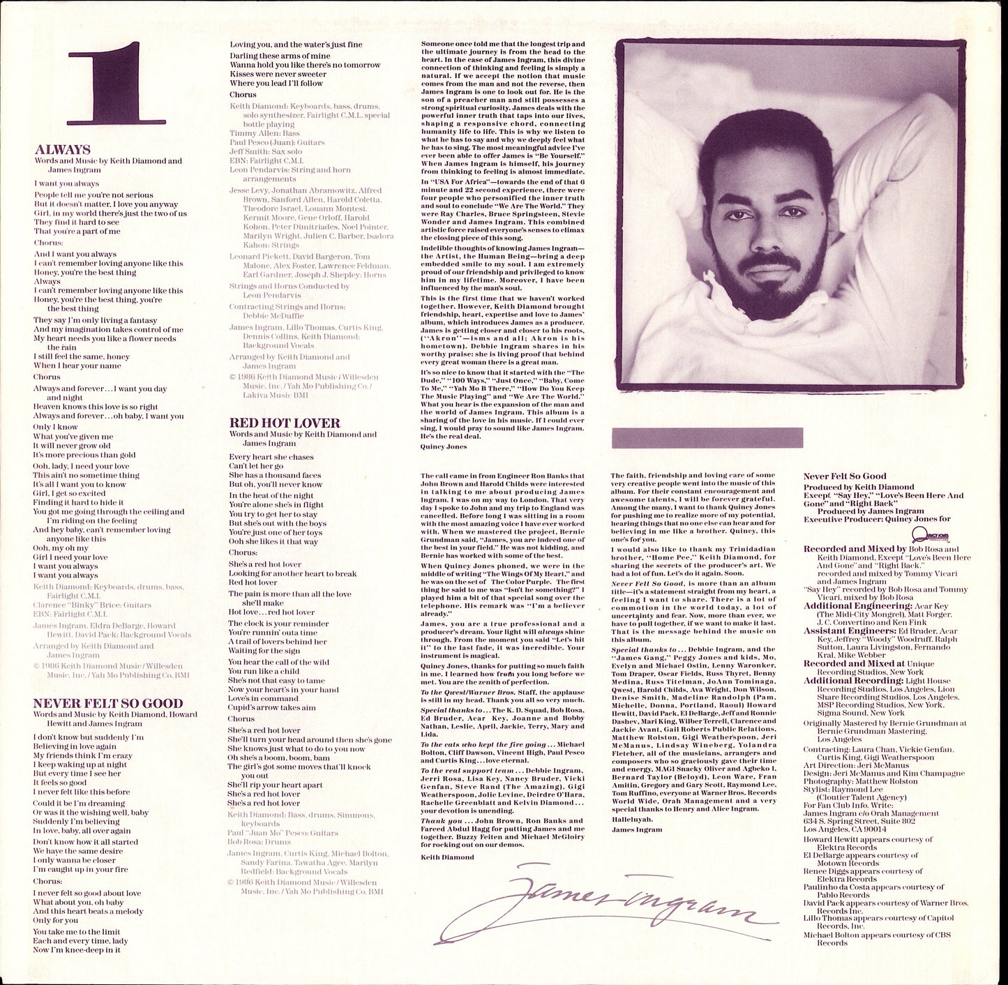 James Ingram – Never Felt So Good Vinyl LP