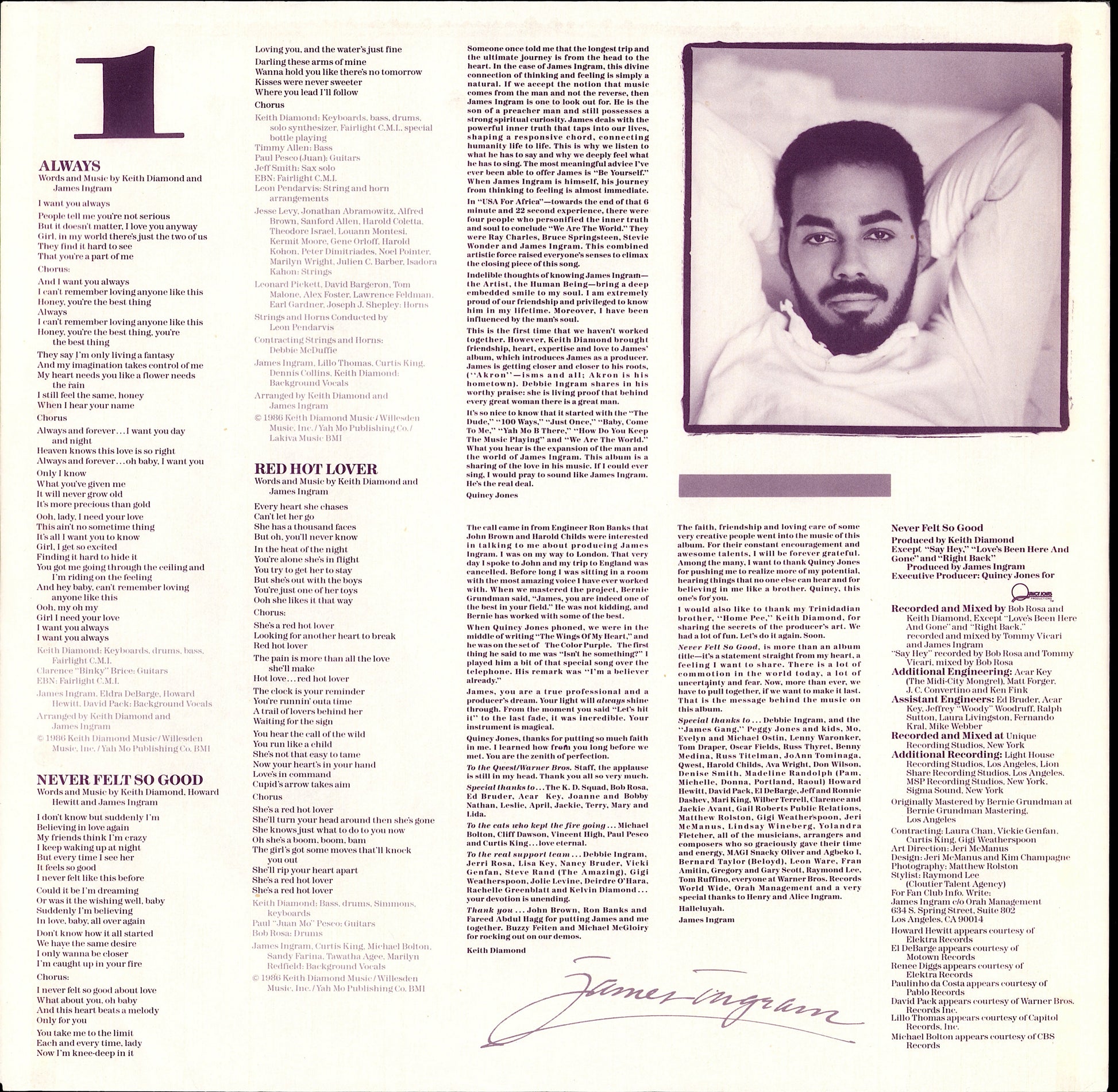 James Ingram – Never Felt So Good Vinyl LP