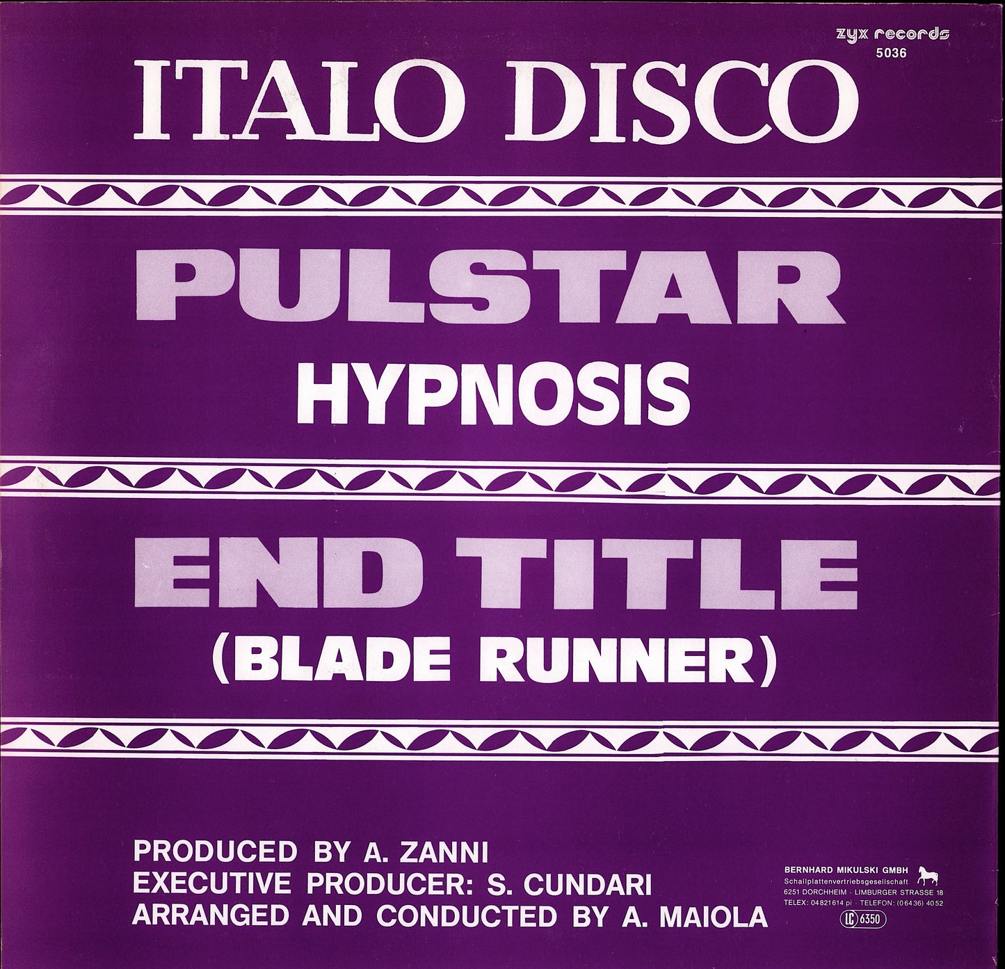 Hypnosis ‎- Pulstar / End Title Blade Runner Vinyl 12" Maxi-Single