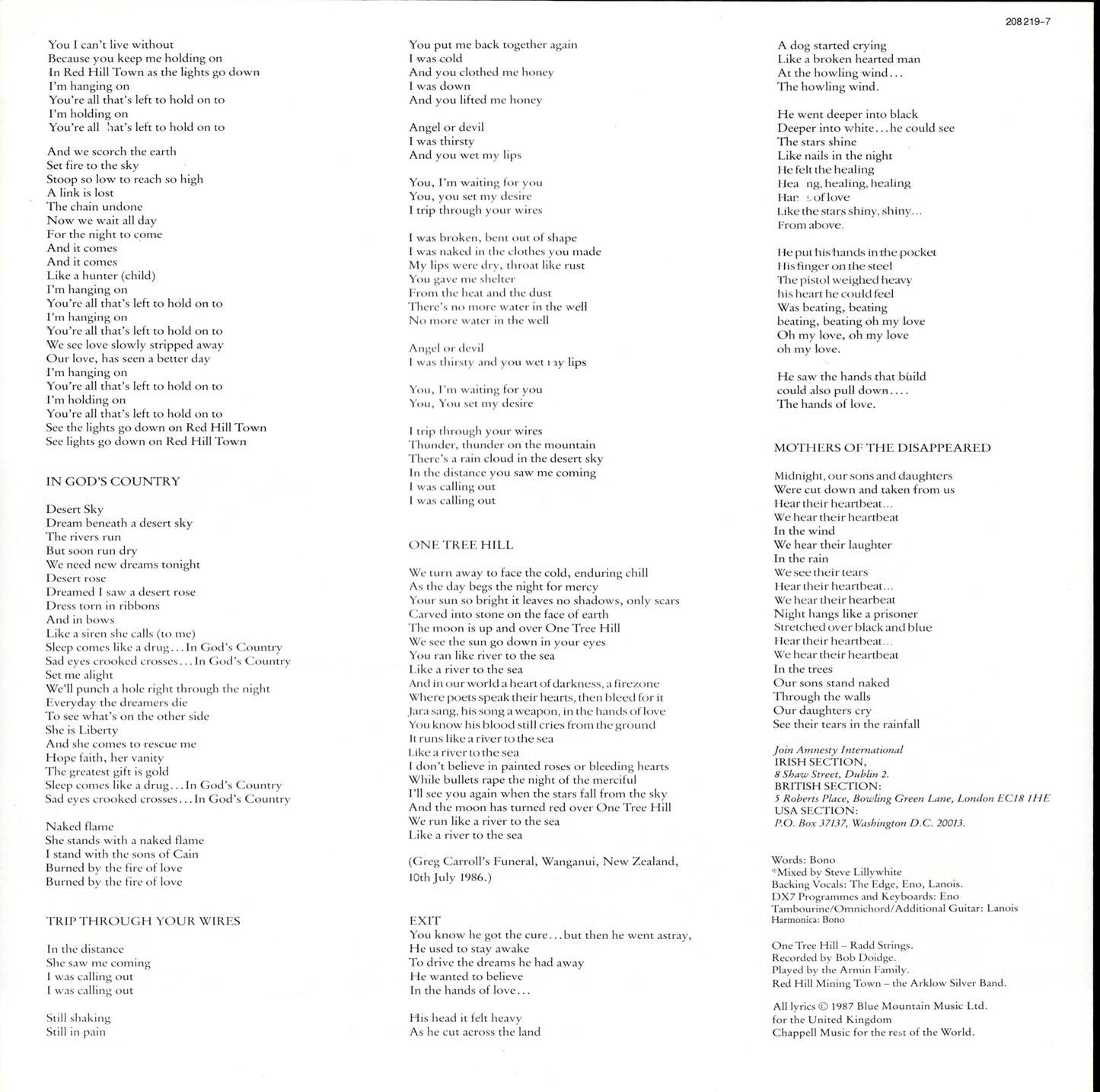 U2 ‎- The Joshua Tree Vinyl LP Kopie