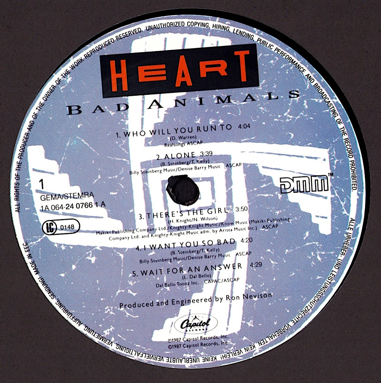 Heart – Bad Animals Vinyl LP