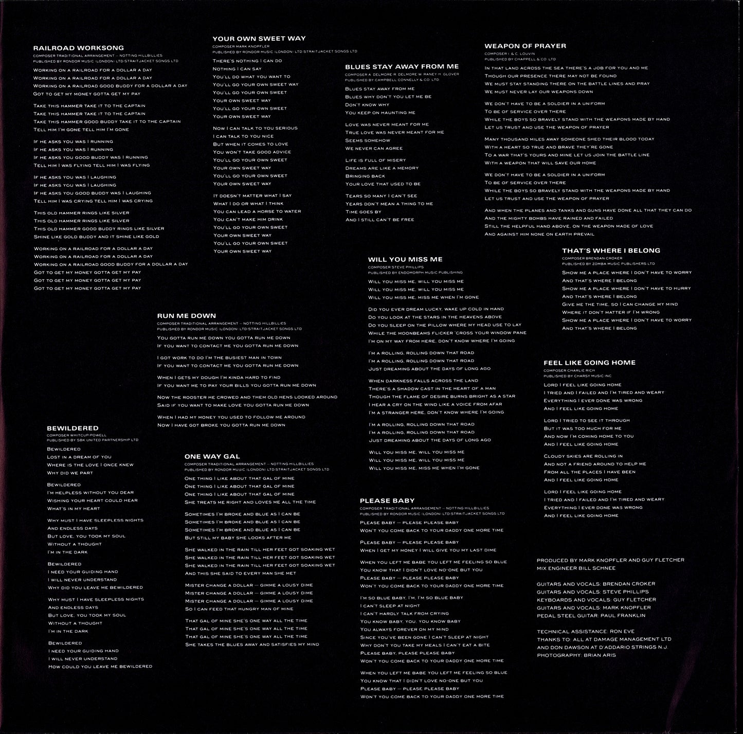 The Notting Hillbillies – Missing...Presumed Having A Good Time Vinyl LP Kopie