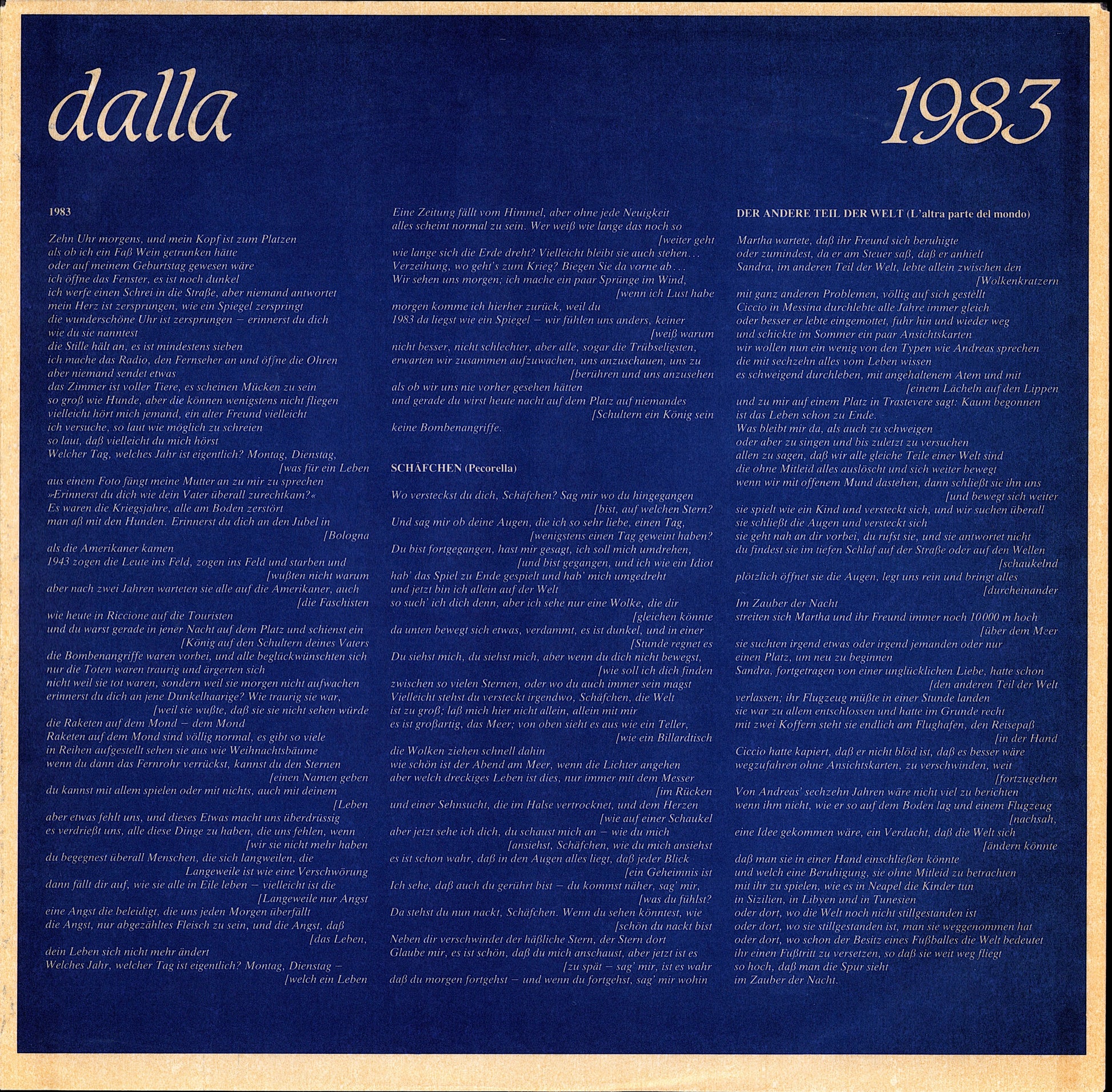 Lucio Dalla – 1983 Vinyl LP