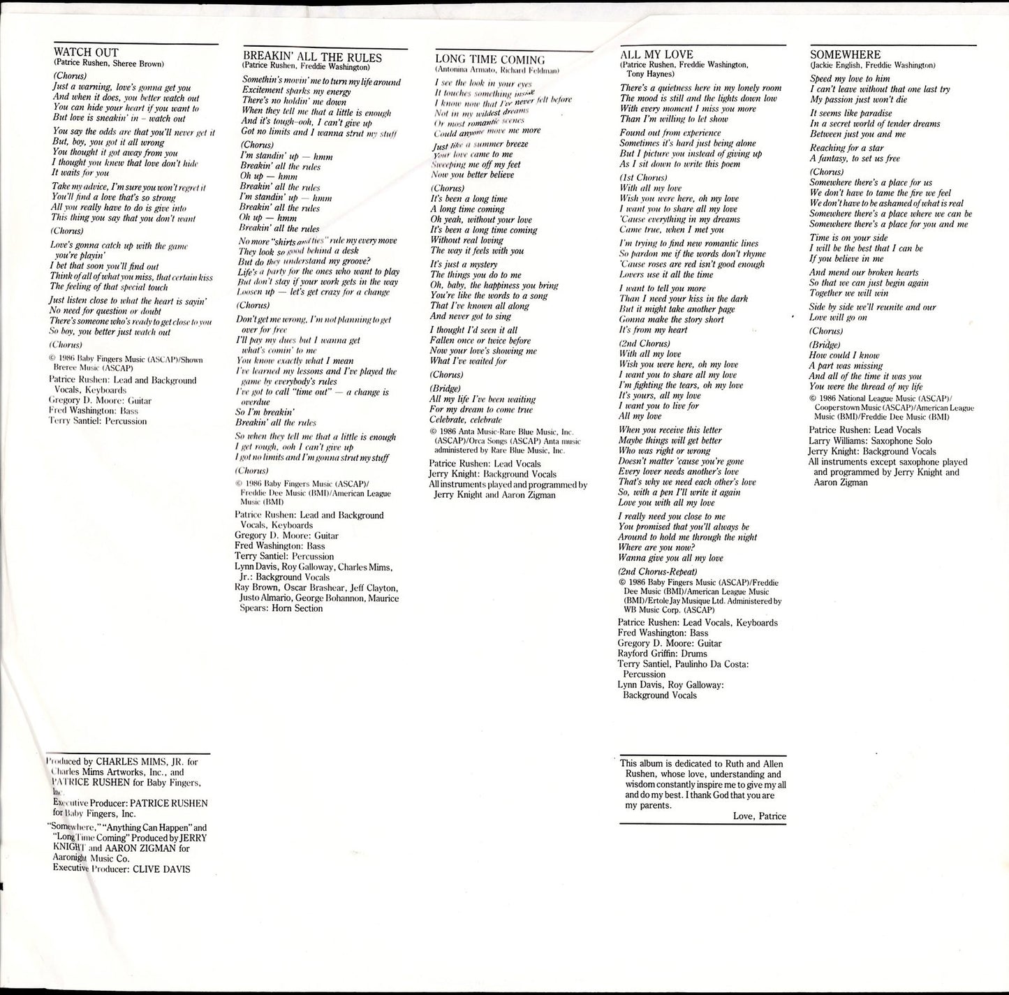 Patrice Rushen – Straight From The Heart Vinyl LP Kopie