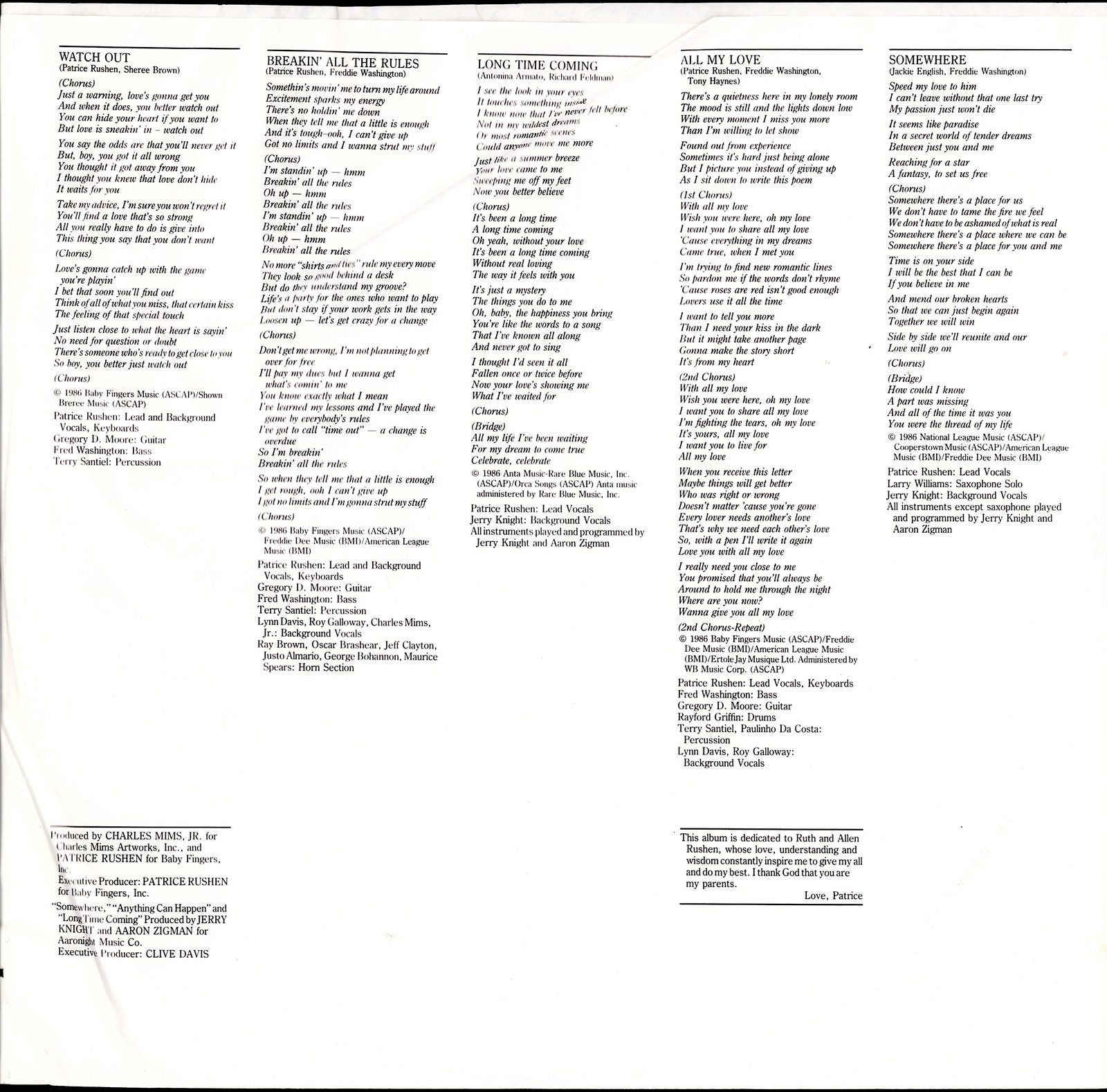 Patrice Rushen – Straight From The Heart Vinyl LP Kopie