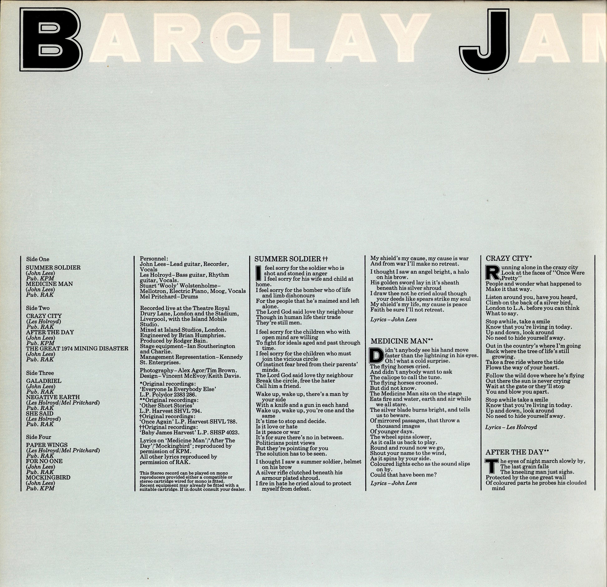 Barclay James Harvest - Live Tapes Vinyl 2LP Kopie