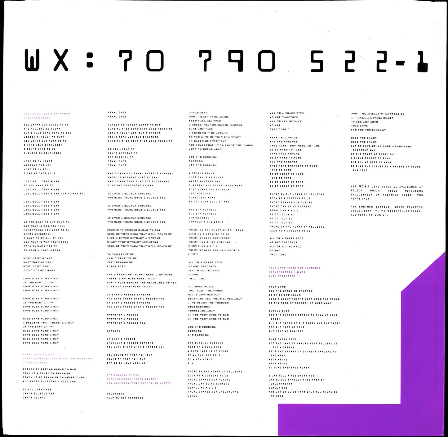 Yes – Big Generator Vinyl LP