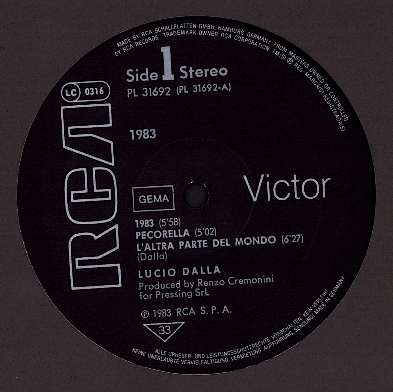 Lucio Dalla – 1983 Vinyl LP