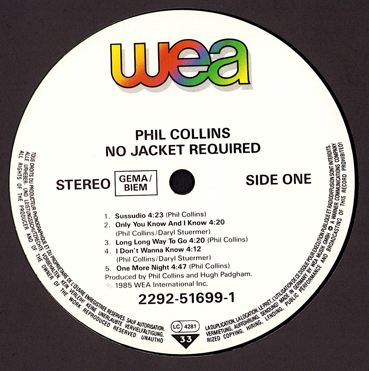 Phil Collins – No Jacket Required Vinyl LP