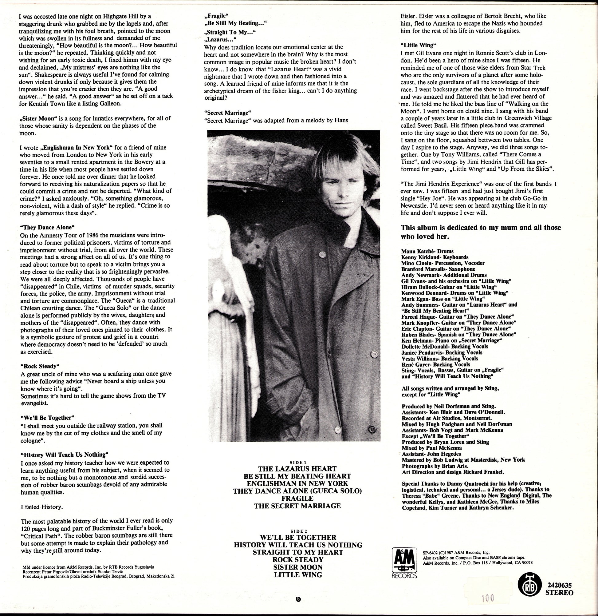 Sting – ...Nothing Like The Sun Vinyl LP