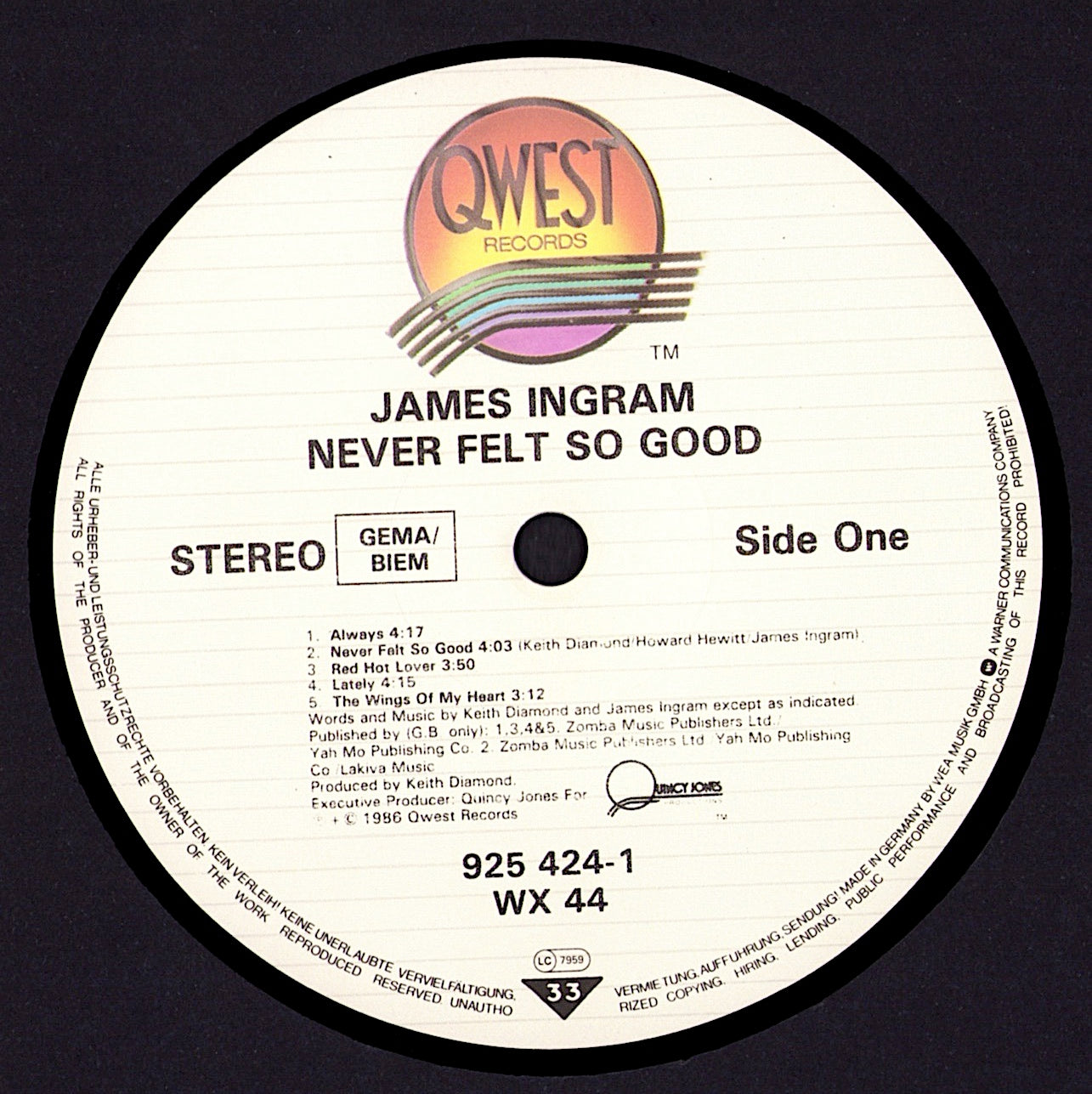 James Ingram – Never Felt So Good Vinyl LP