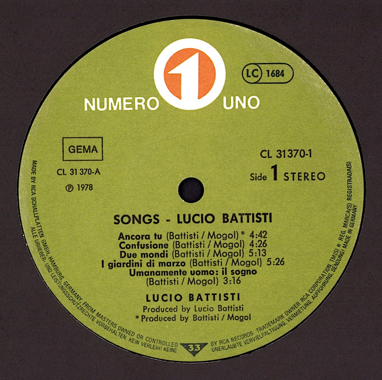 Lucio Battisti – Songs Vinyl 2LP