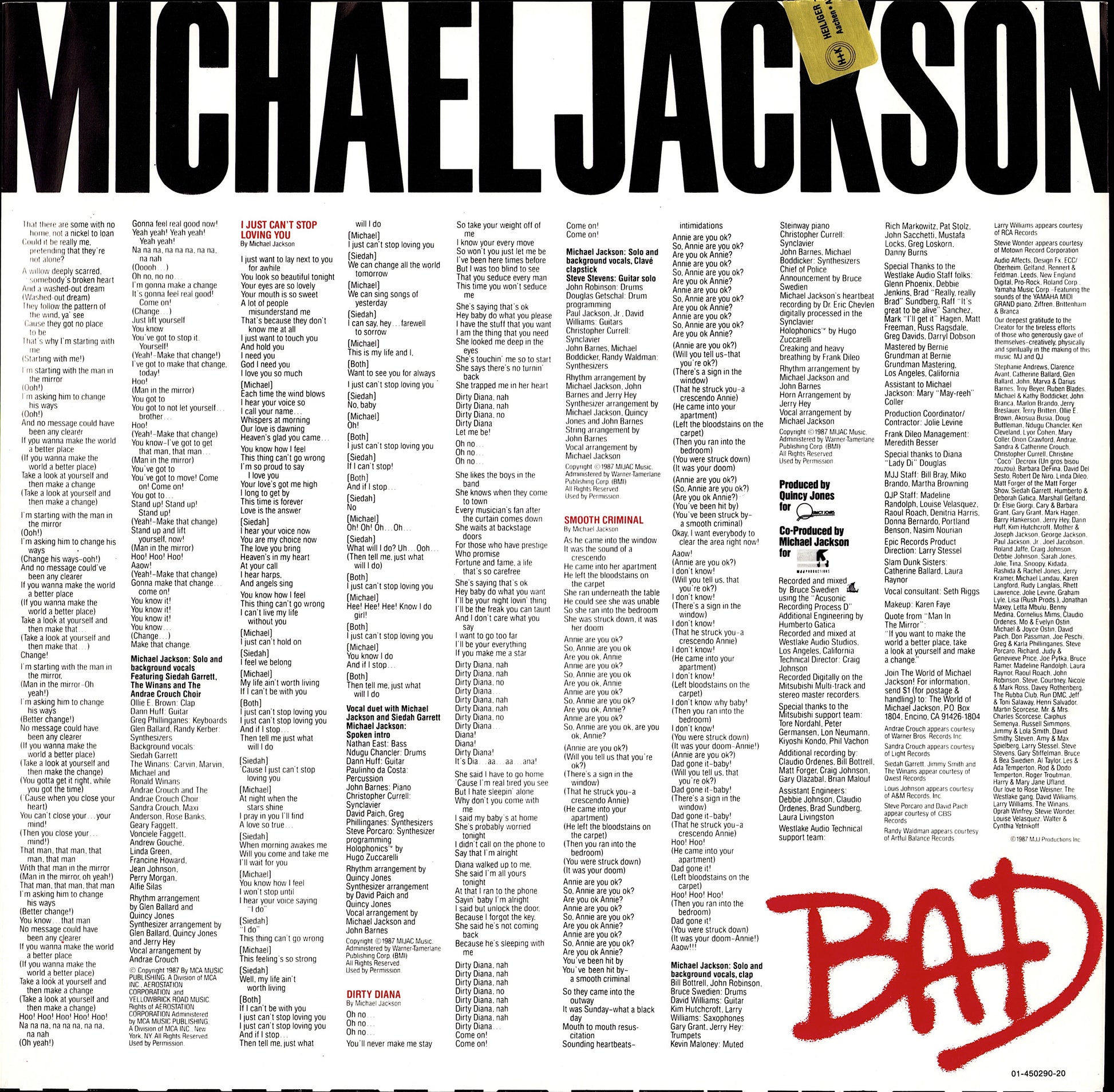 Michael Jackson - Bad Vinyl LP