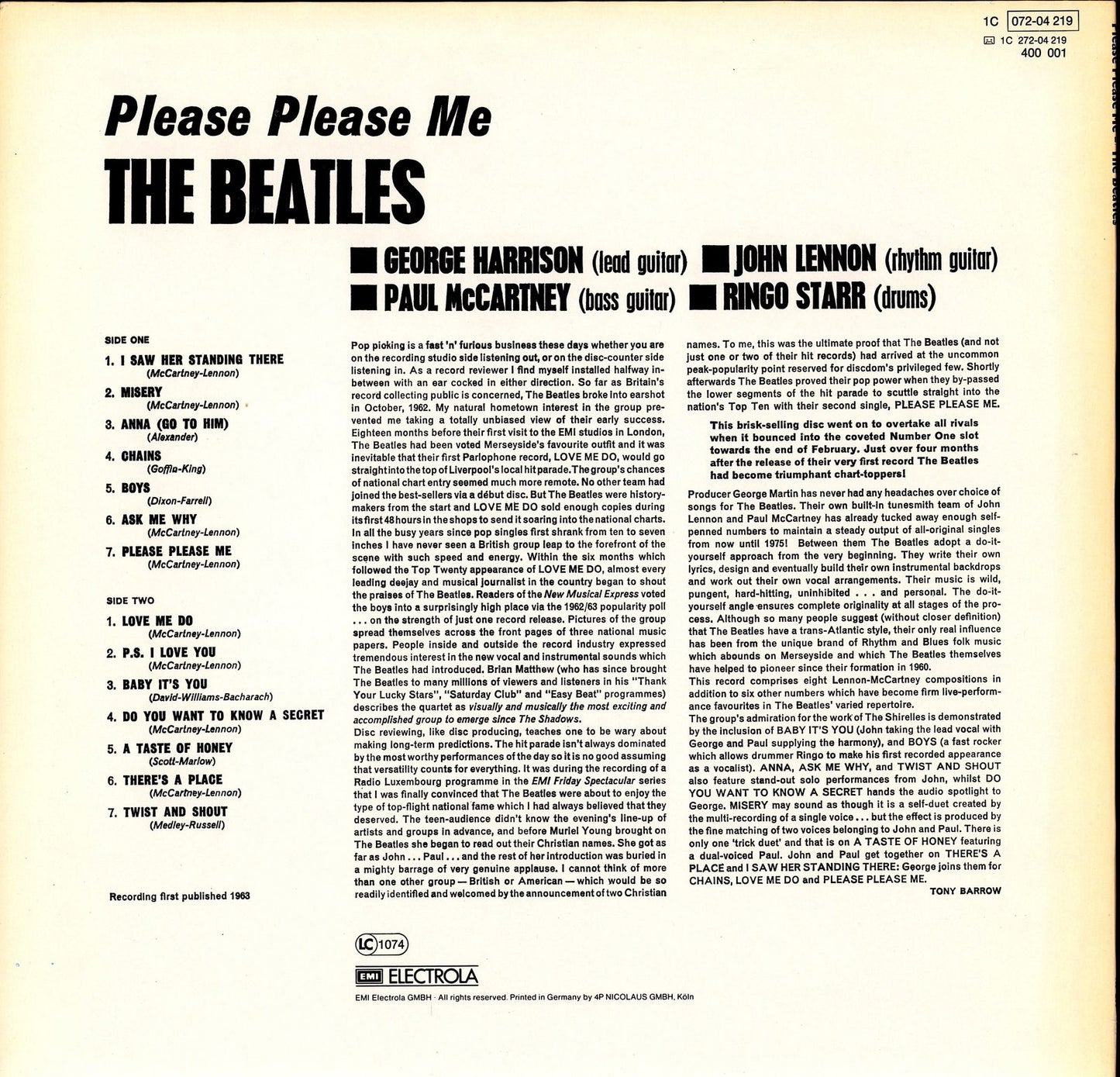 The Beatles ‎- Please Please Me Vinyl LP