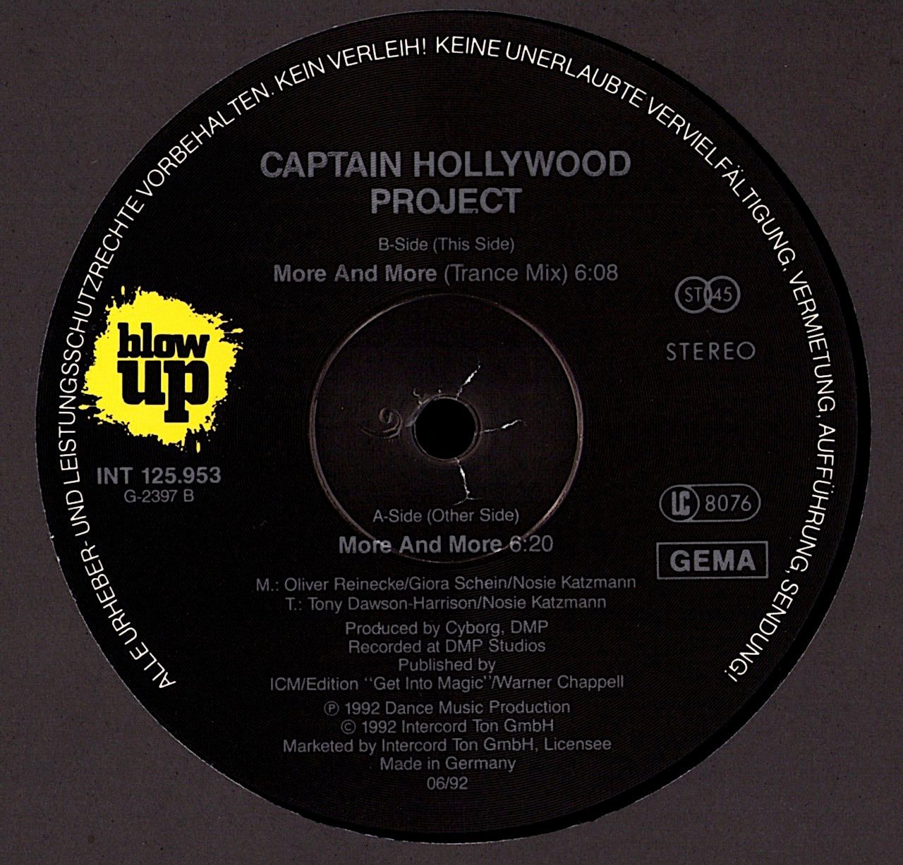 Captain Hollywood Project – More And More Vinyl 12" Maxi-Single