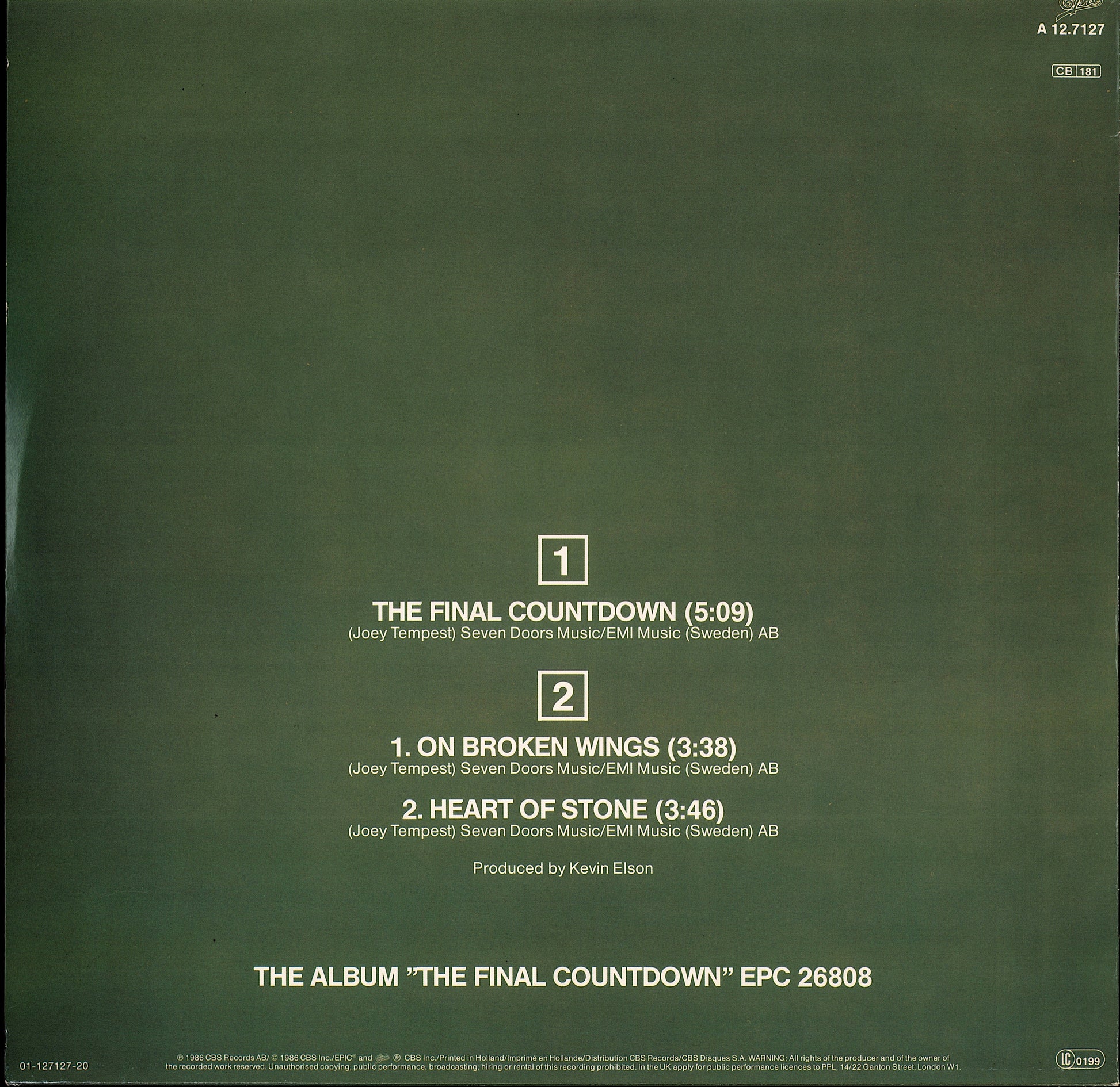 Europe - The Final Countdown Vinyl 12"