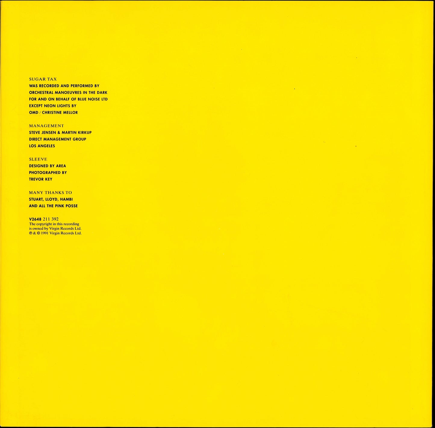 Orchestral Manoeuvres In The Dark – Sugar Tax Vinyl LP