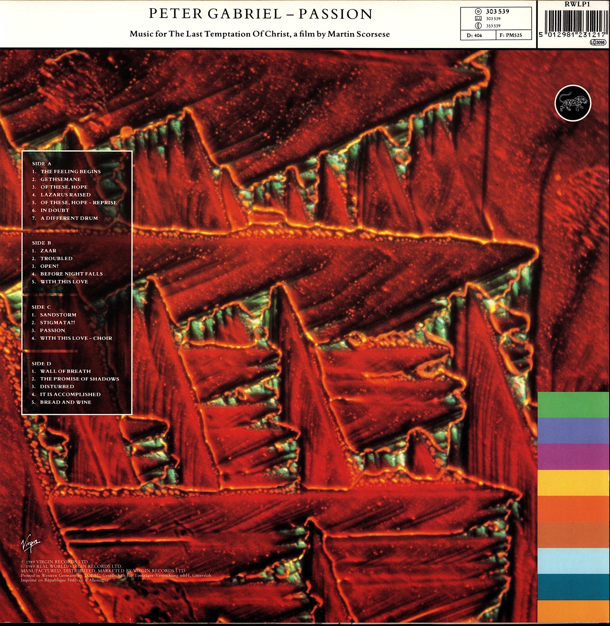 Peter Gabriel – Passion - Music For The Last Temptation Of Christ Vinyl 2LP