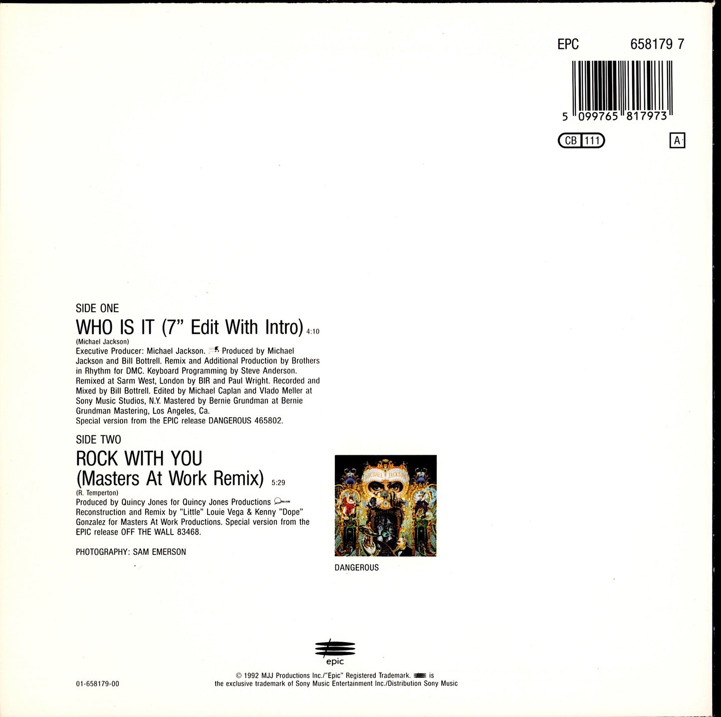 Michael Jackson – Who Is It Vinyl 7"