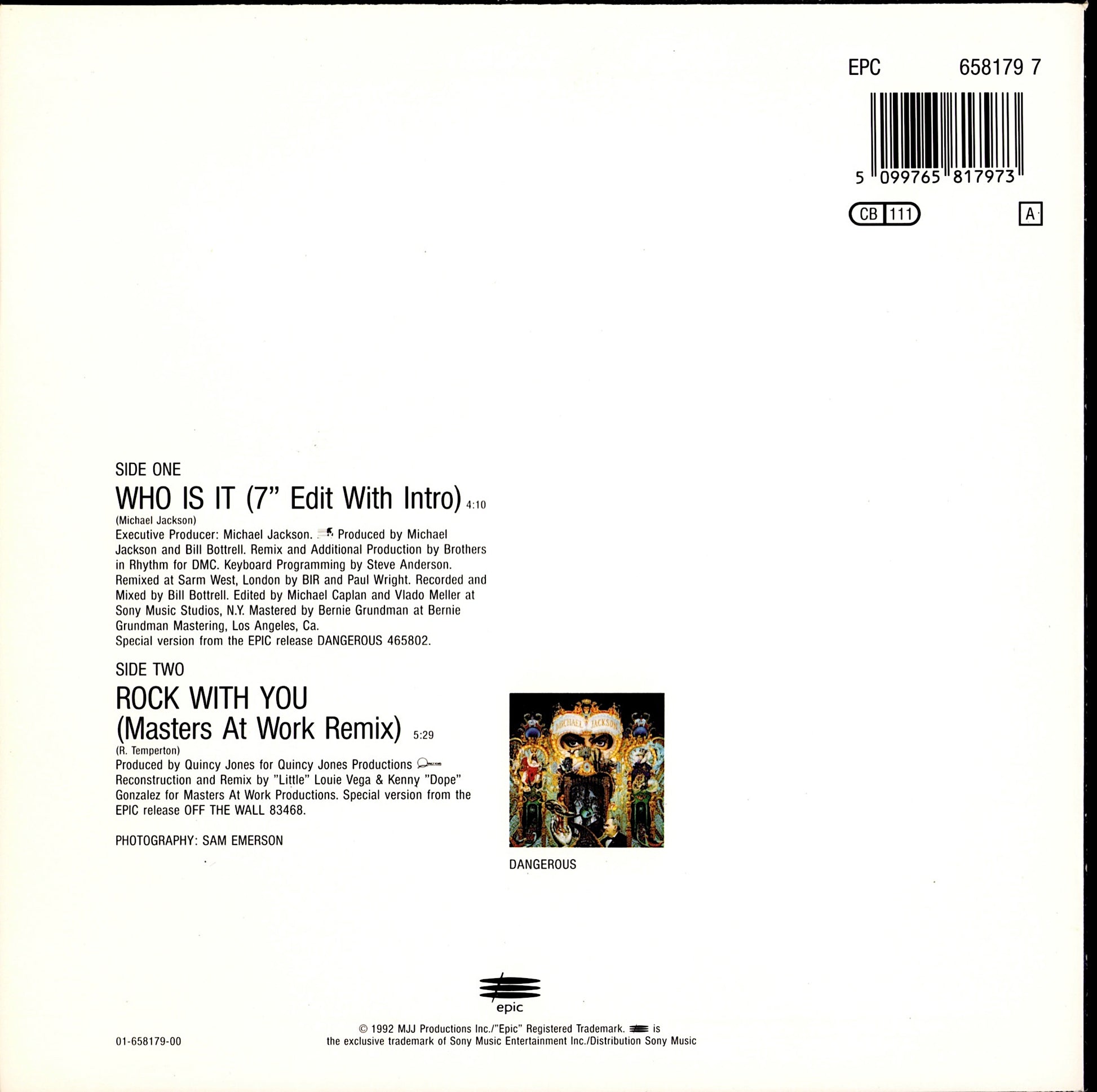 Michael Jackson – Who Is It Vinyl 7"