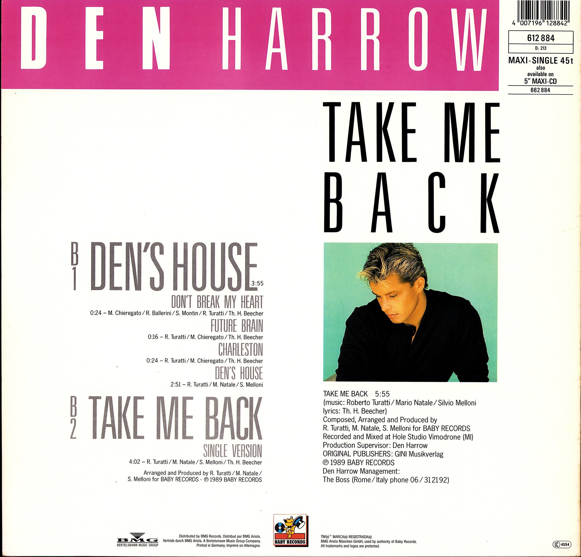 Den Harrow – Take Me Back Vinyl 12"