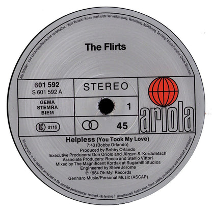 The Flirts - Helpless You Took My Love Extended Version Vinyl 12" Maxi-Single