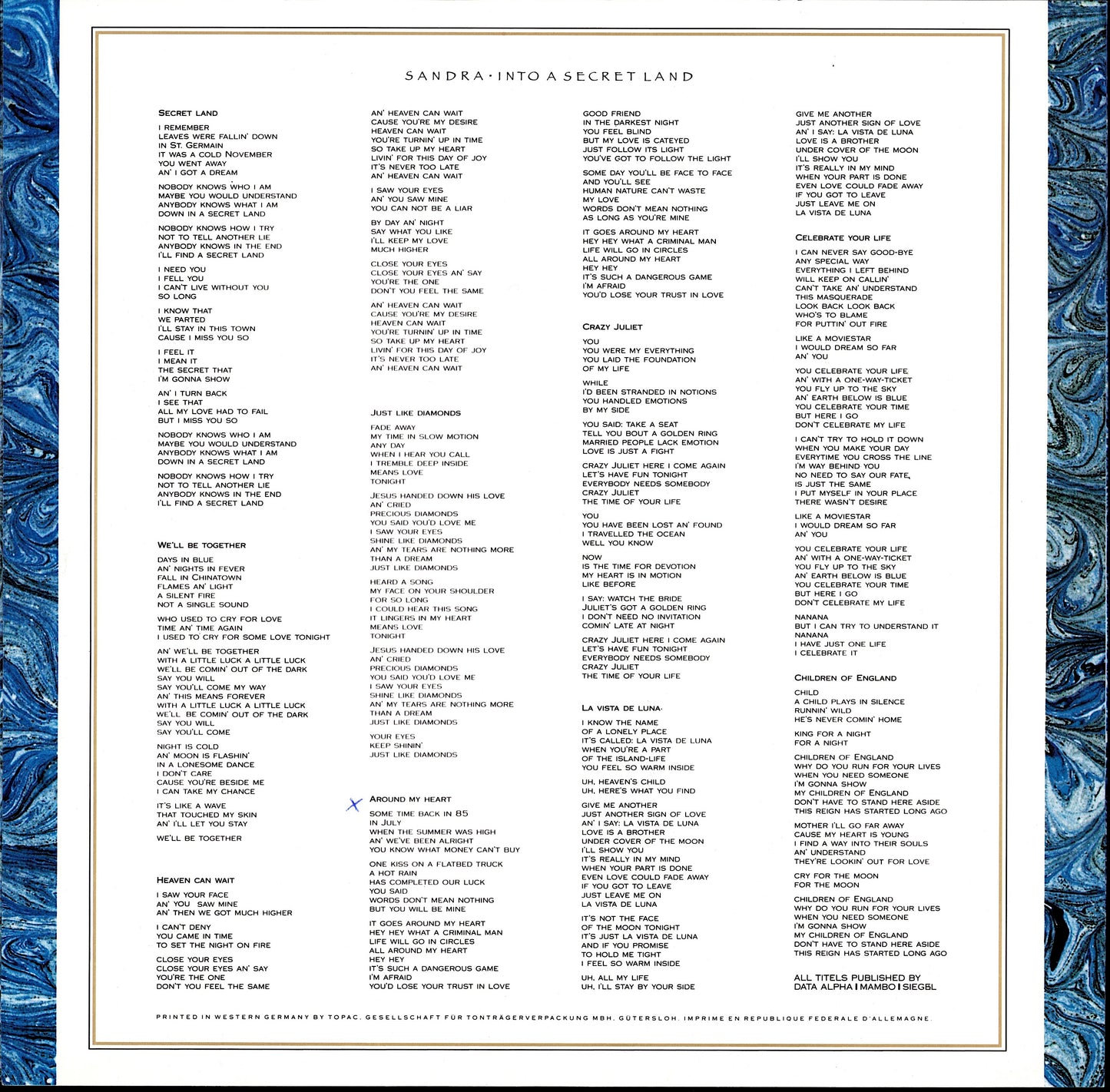 Sandra – Into A Secret Land Vinyl LP Kopie