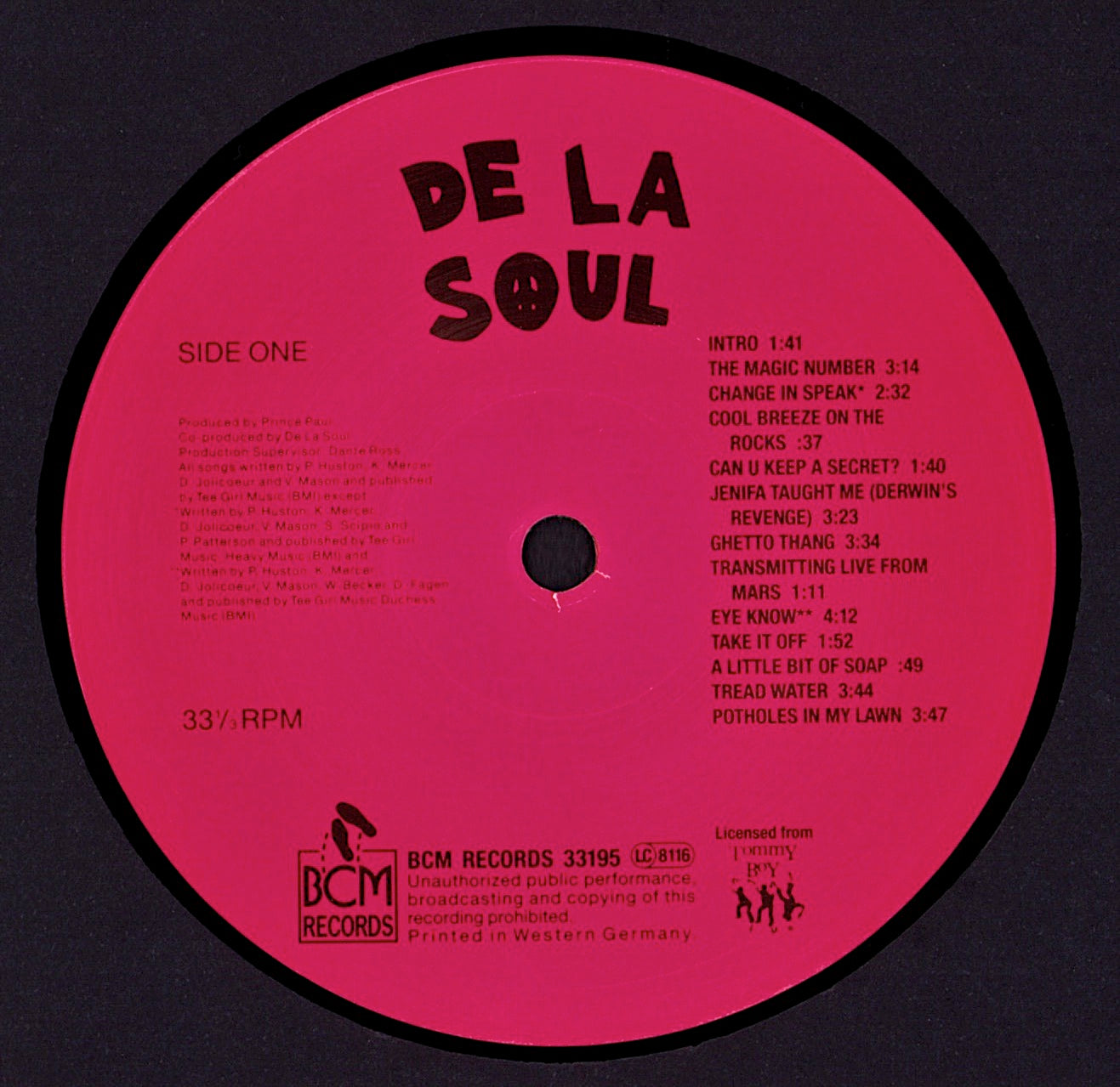 De La Soul ‎– 3 Feet High And Rising Vinyl LP