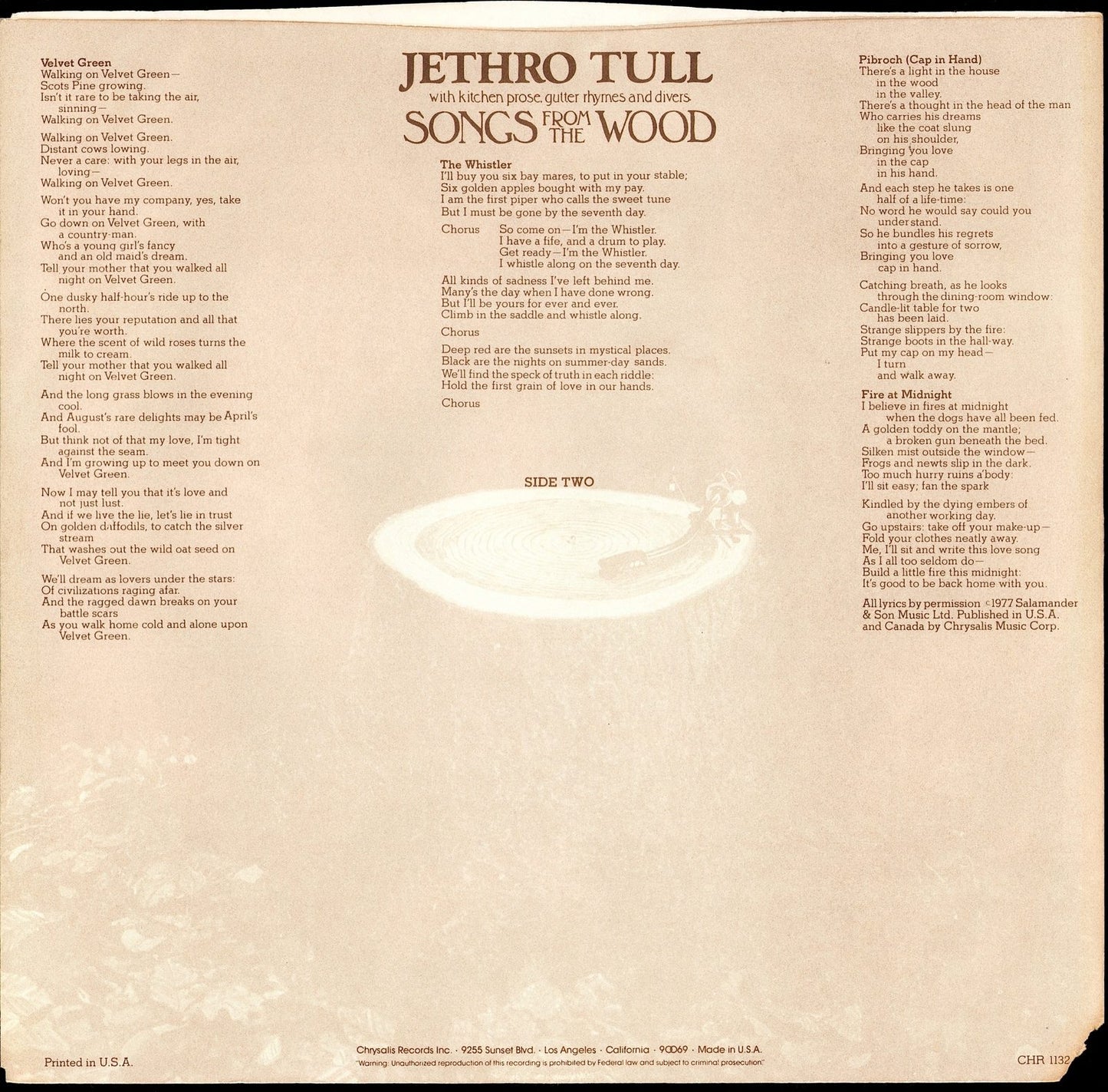 Jethro Tull - Songs from the Wood Vinyl LP