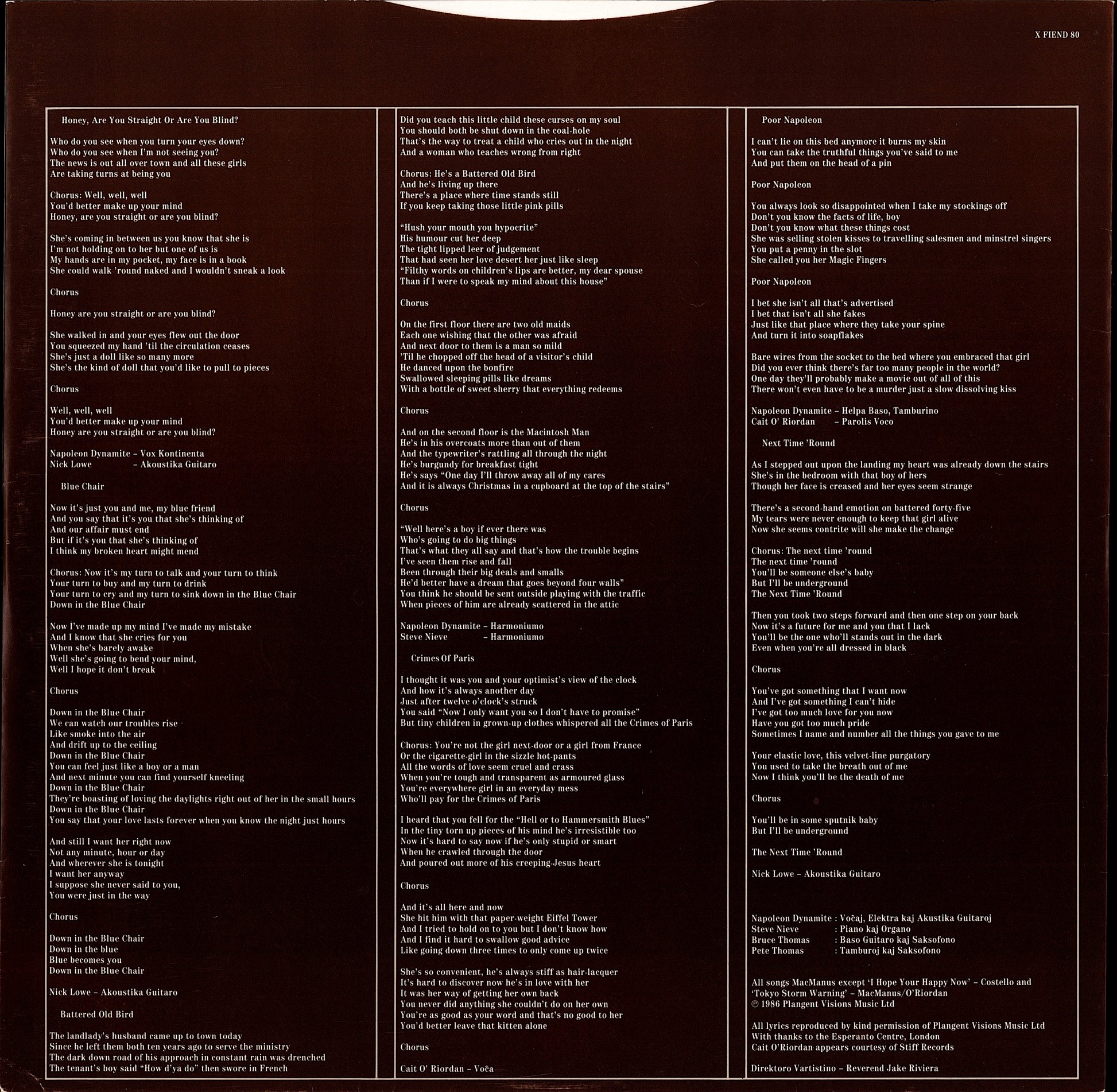 Elvis Costello And The Attractions - Blood & Chocolate Vinyl LP Kopie