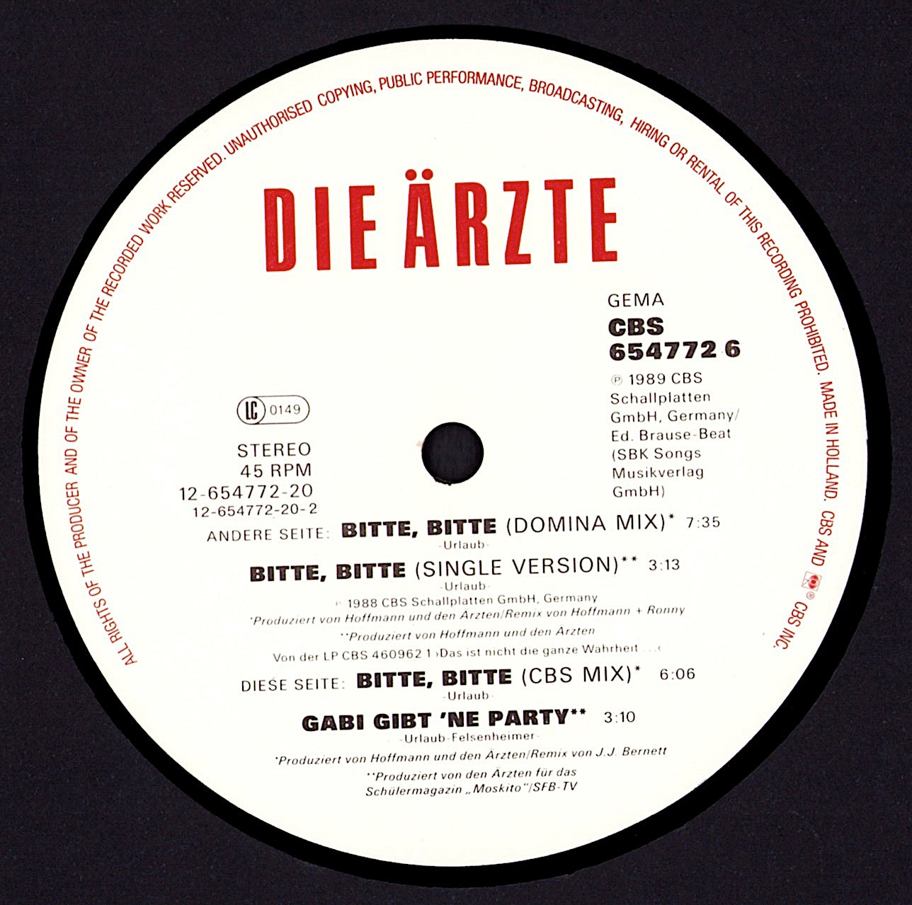 Die Ärzte - Uns Geht's Prima... Vinyl LP Kopie