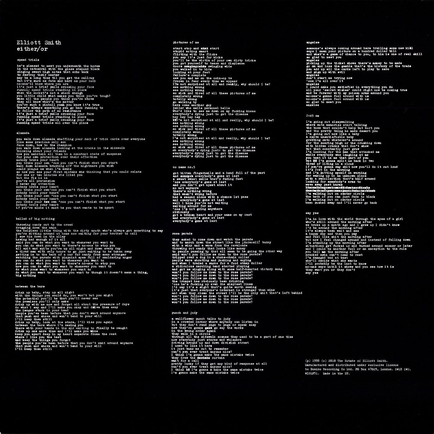 Elliott Smith – Either / Or Vinyl LP