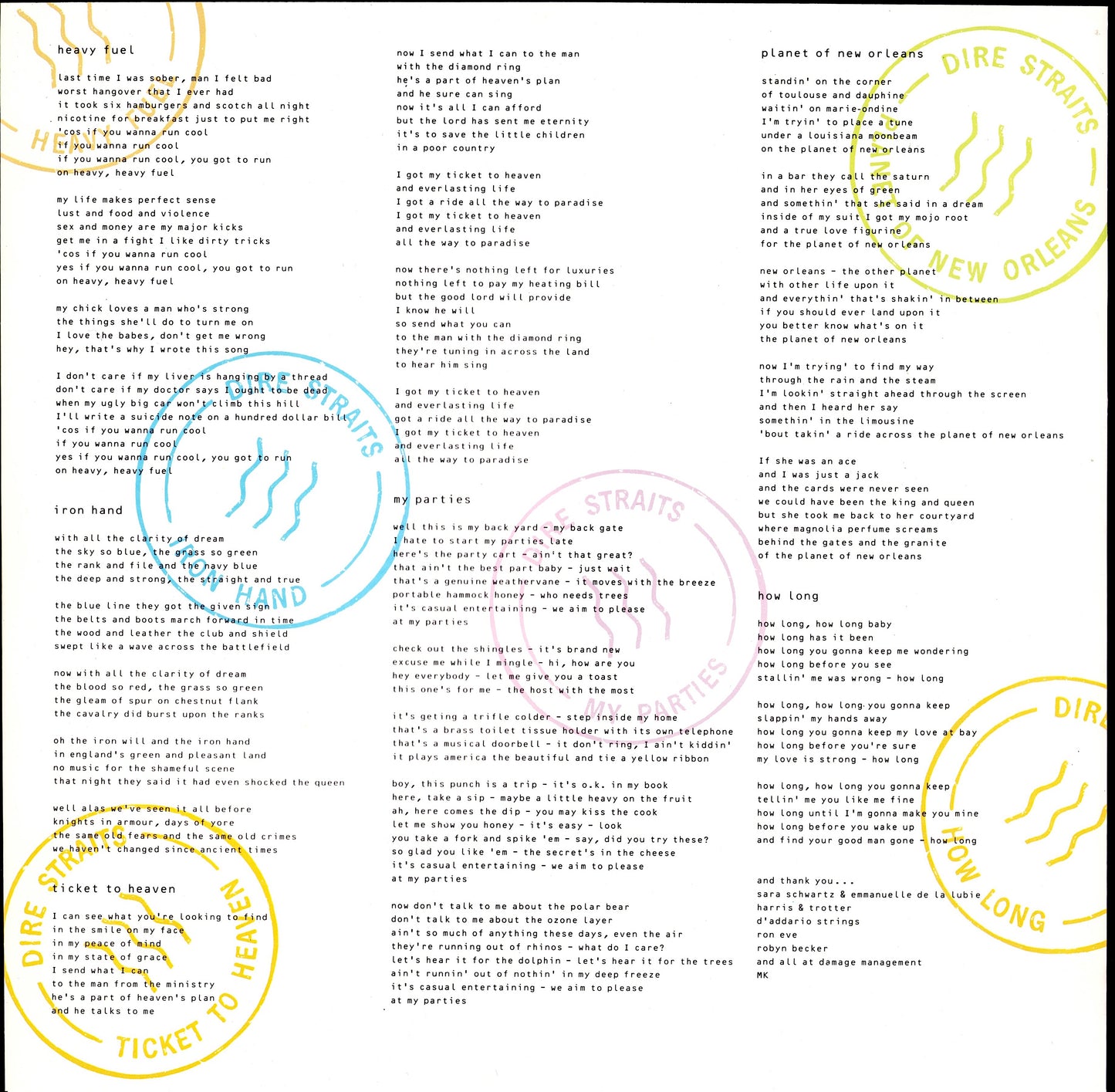 Dire Straits ‎- On Every Street Vinyl LP Kopie