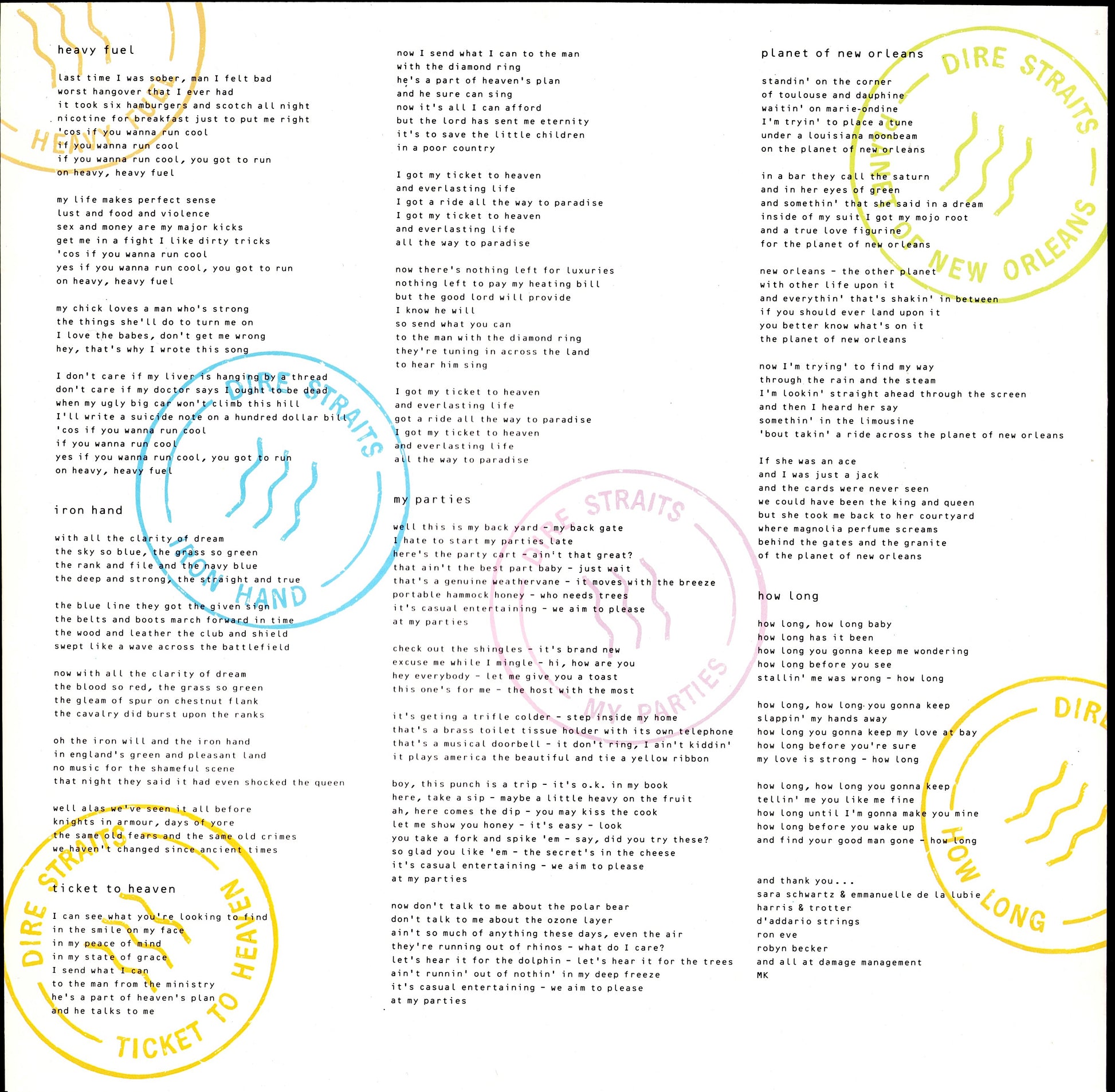 Dire Straits ‎- On Every Street Vinyl LP Kopie