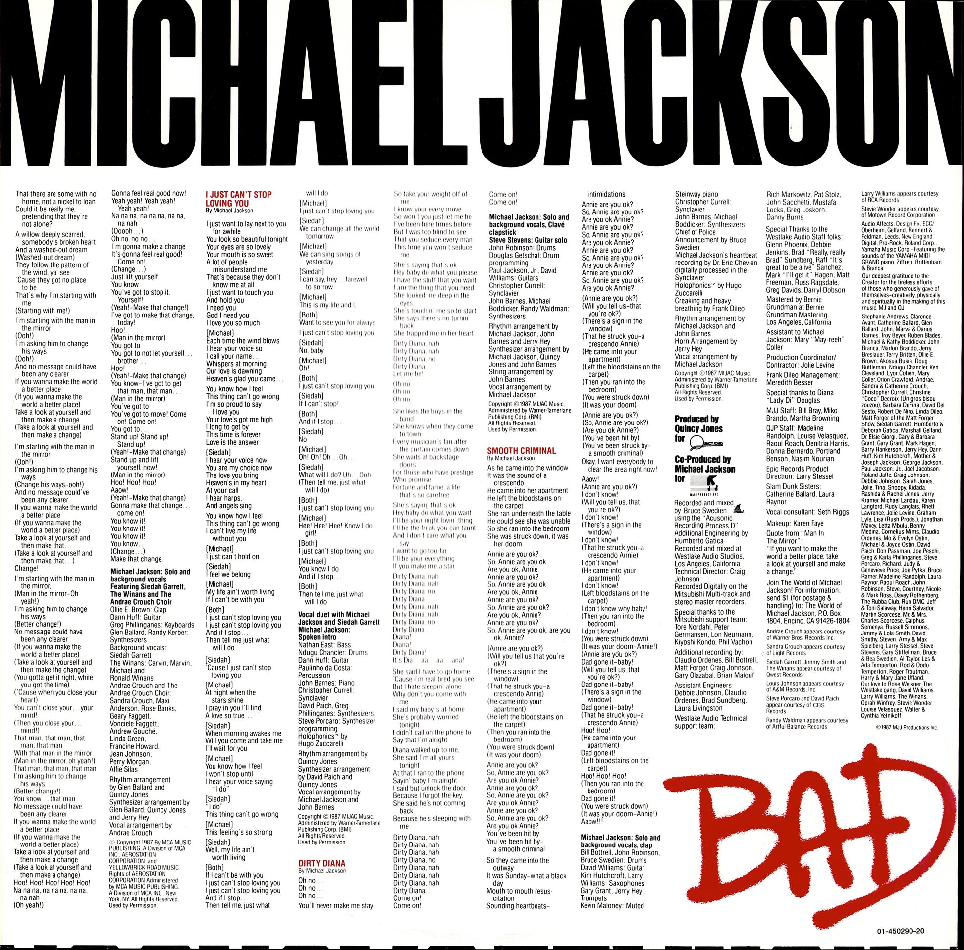 Michael Jackson - Bad Vinyl LP Kopie