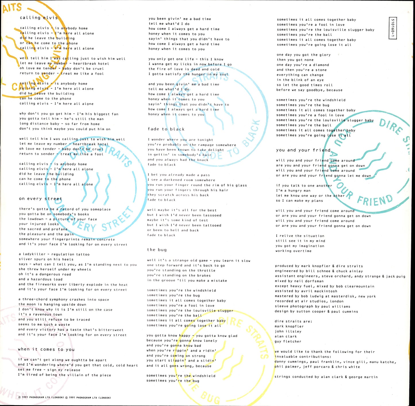 Dire Straits ‎- On Every Street Vinyl LP Kopie