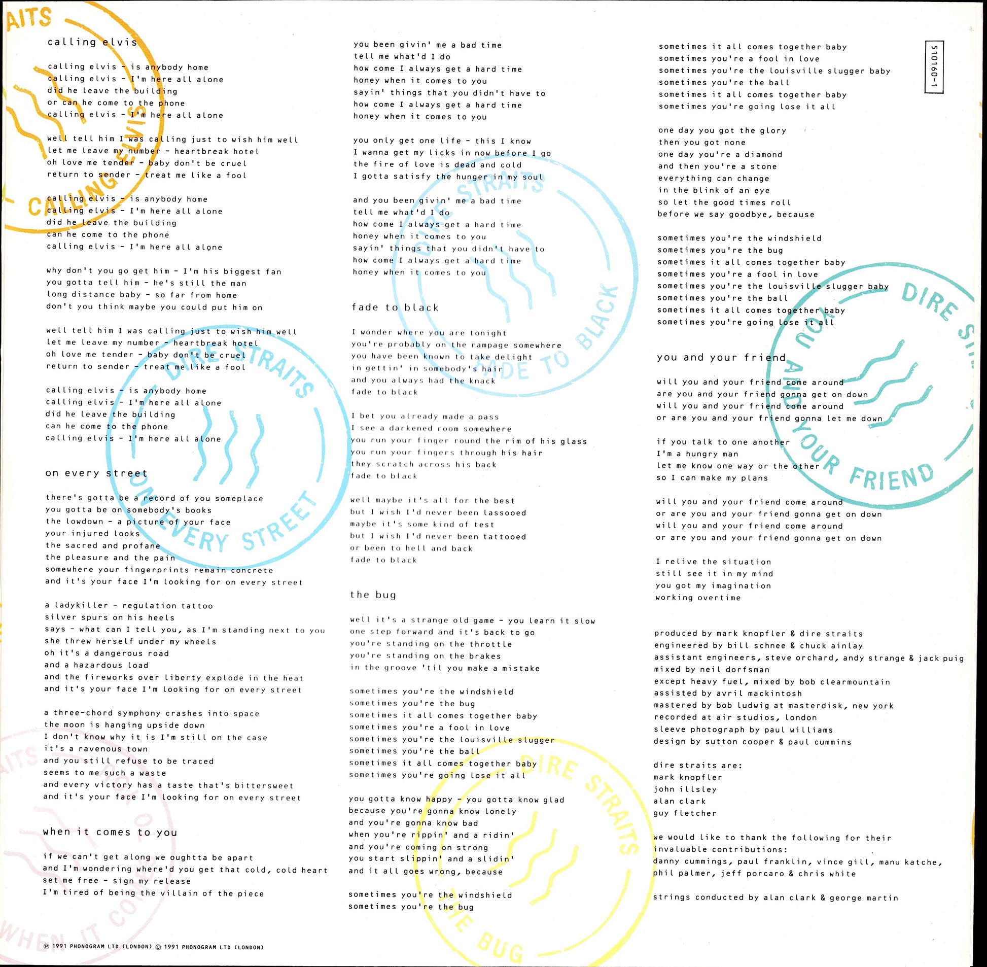 Dire Straits ‎- On Every Street Vinyl LP Kopie