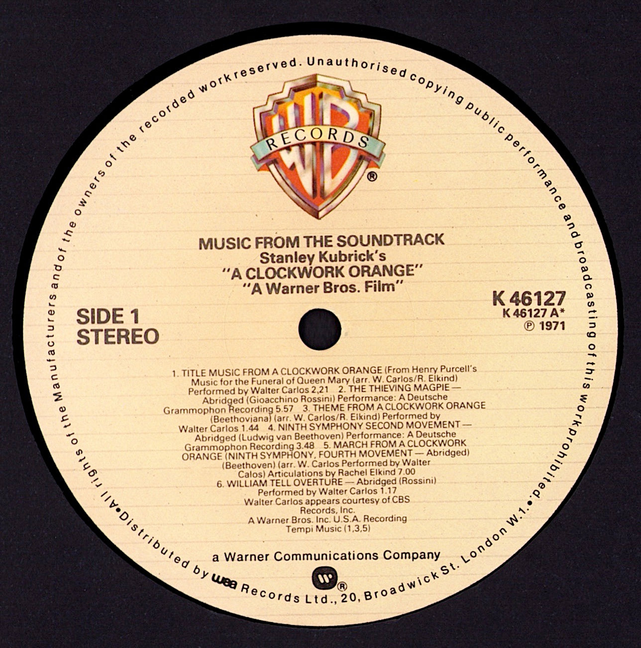 Stanley Kubrick's A Clockwork Orange Music From The Soundtrack Vinyl LP UK