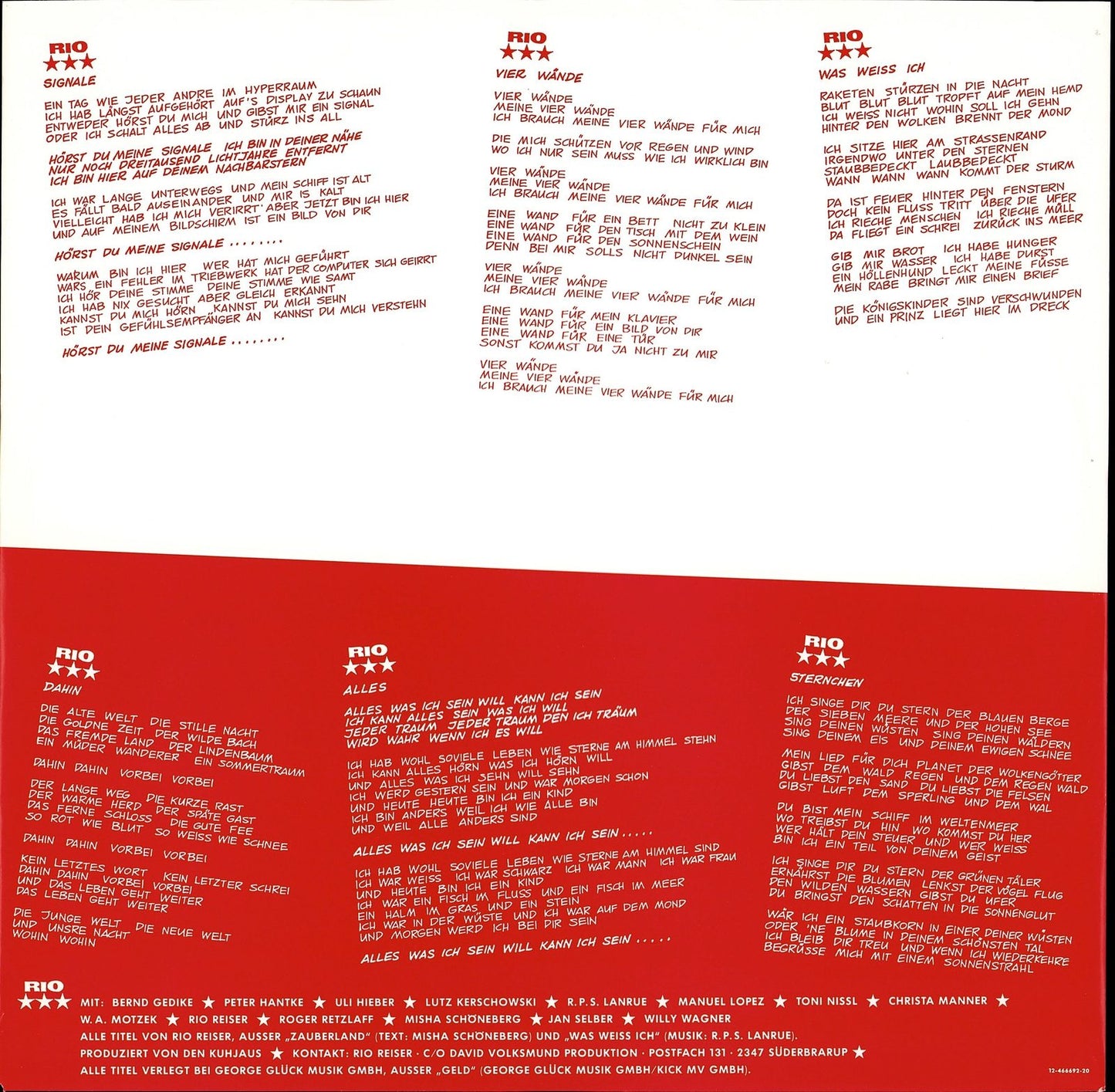 Rio Reiser - Rio I. Vinyl LP Kopie