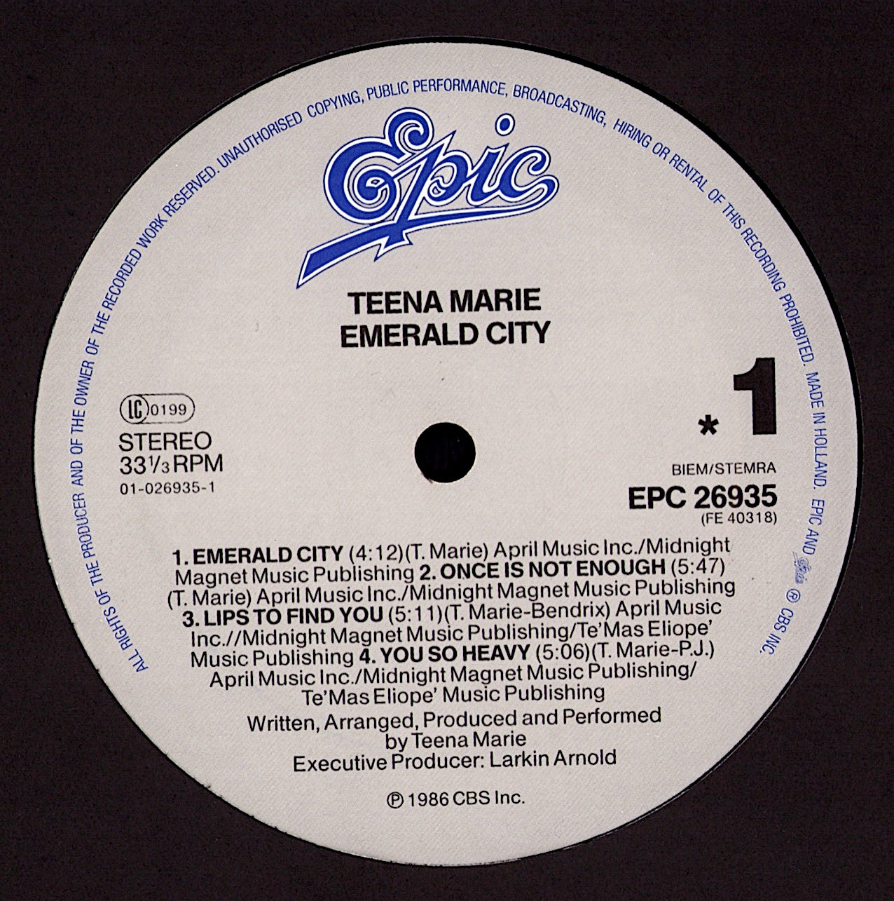 Teena Marie – Emerald City Vinyl LP