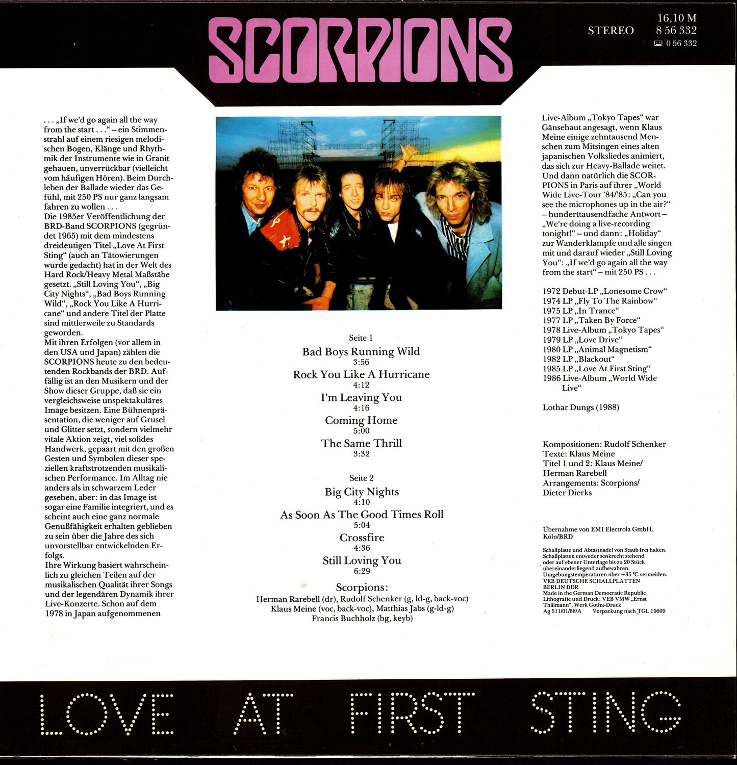 Scorpions – Love At First Sting Vinyl LP